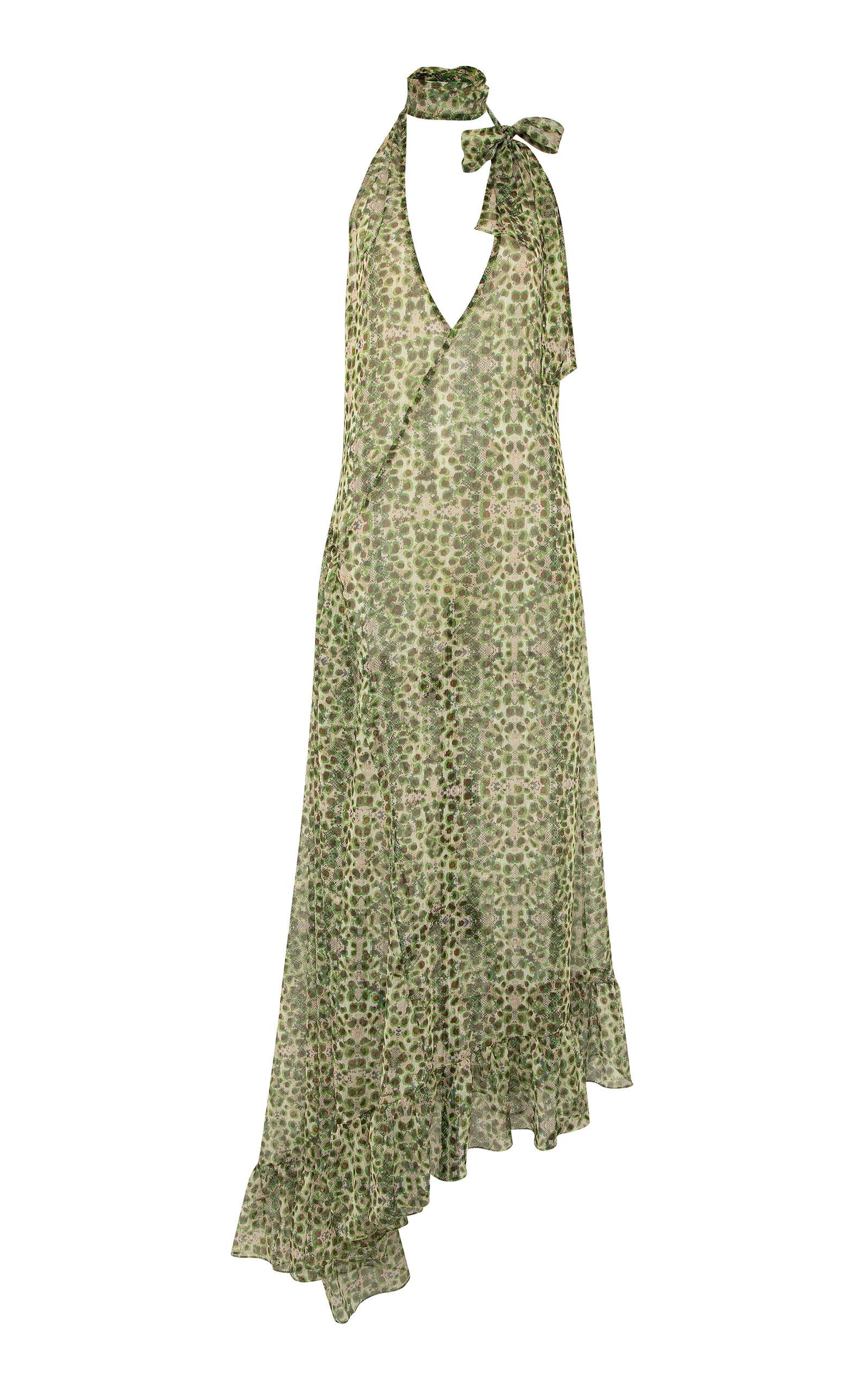 Siedres Exclusive Arin Ruffled Chiffon Maxi Dress in Green | Lyst