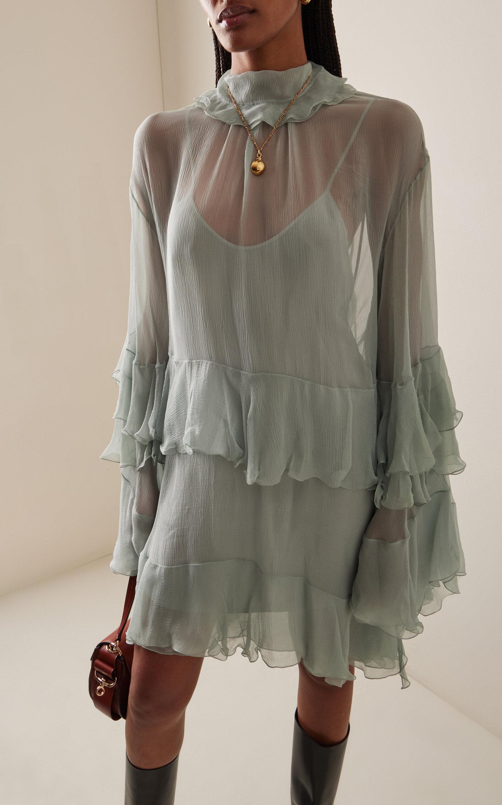 Chlo Silk Dress in Green | Lyst