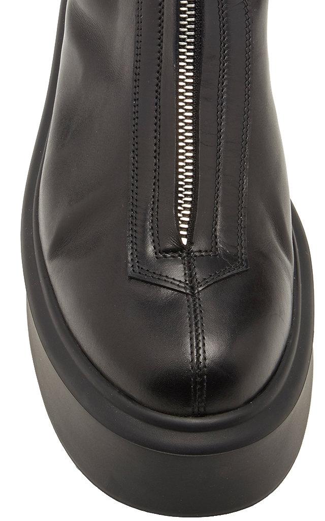 The Row Leather Zipper Boots in Black | Lyst