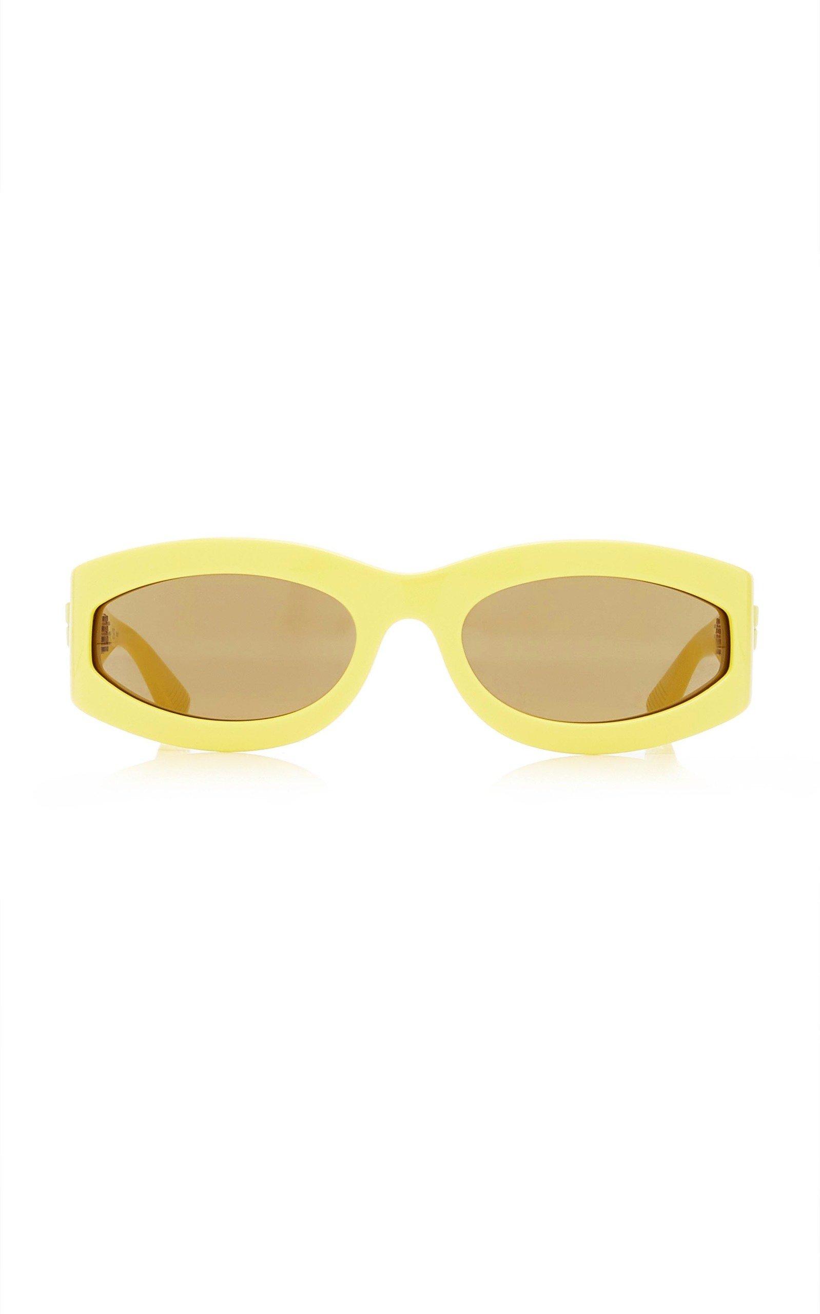 Bottega Veneta Fashion Show Oval-frame Acetate Sunglasses in Yellow | Lyst