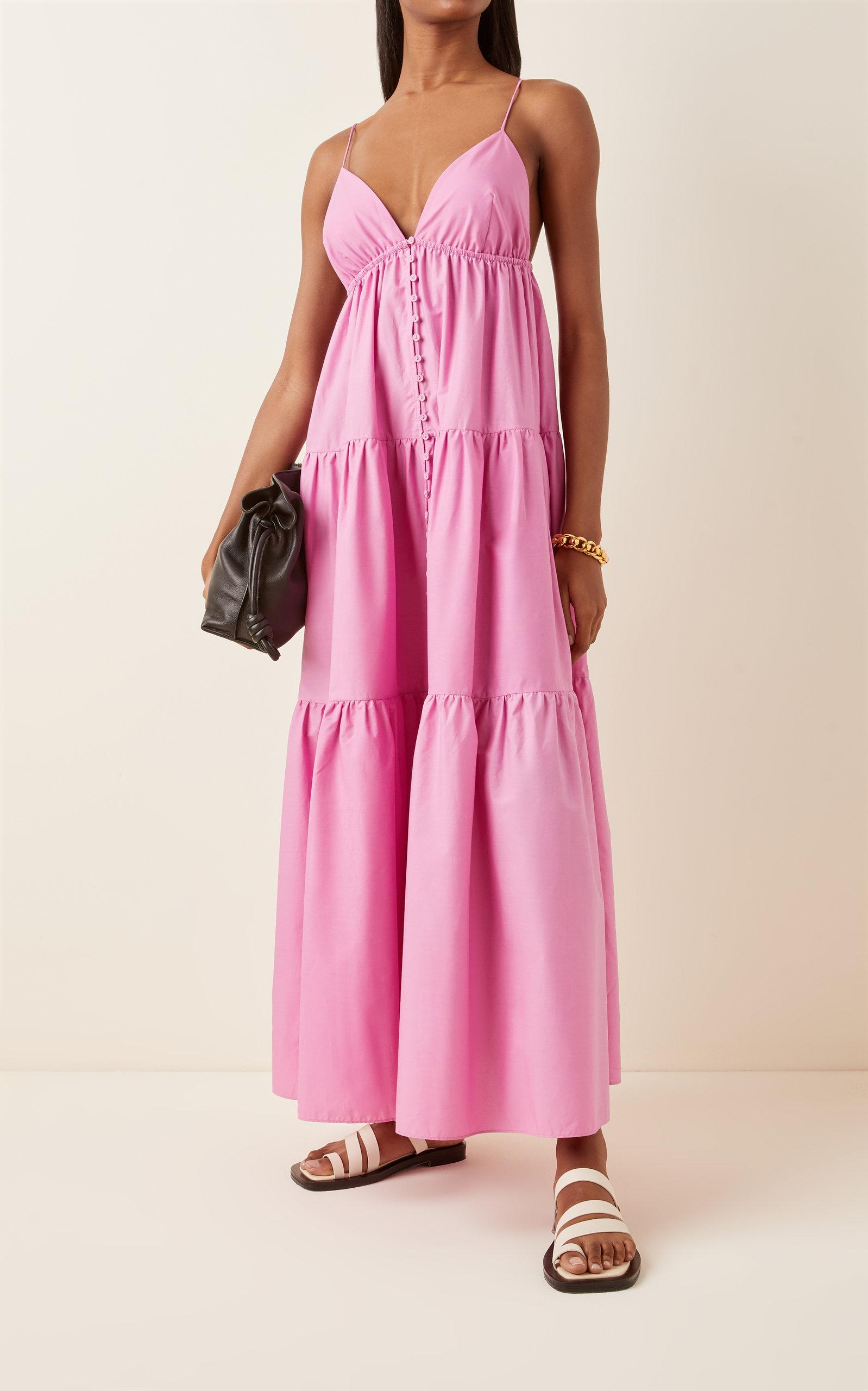 strapless open back dress MATTEAU GATHERED BODICE DRESS ROSE — SALT CLOTHING