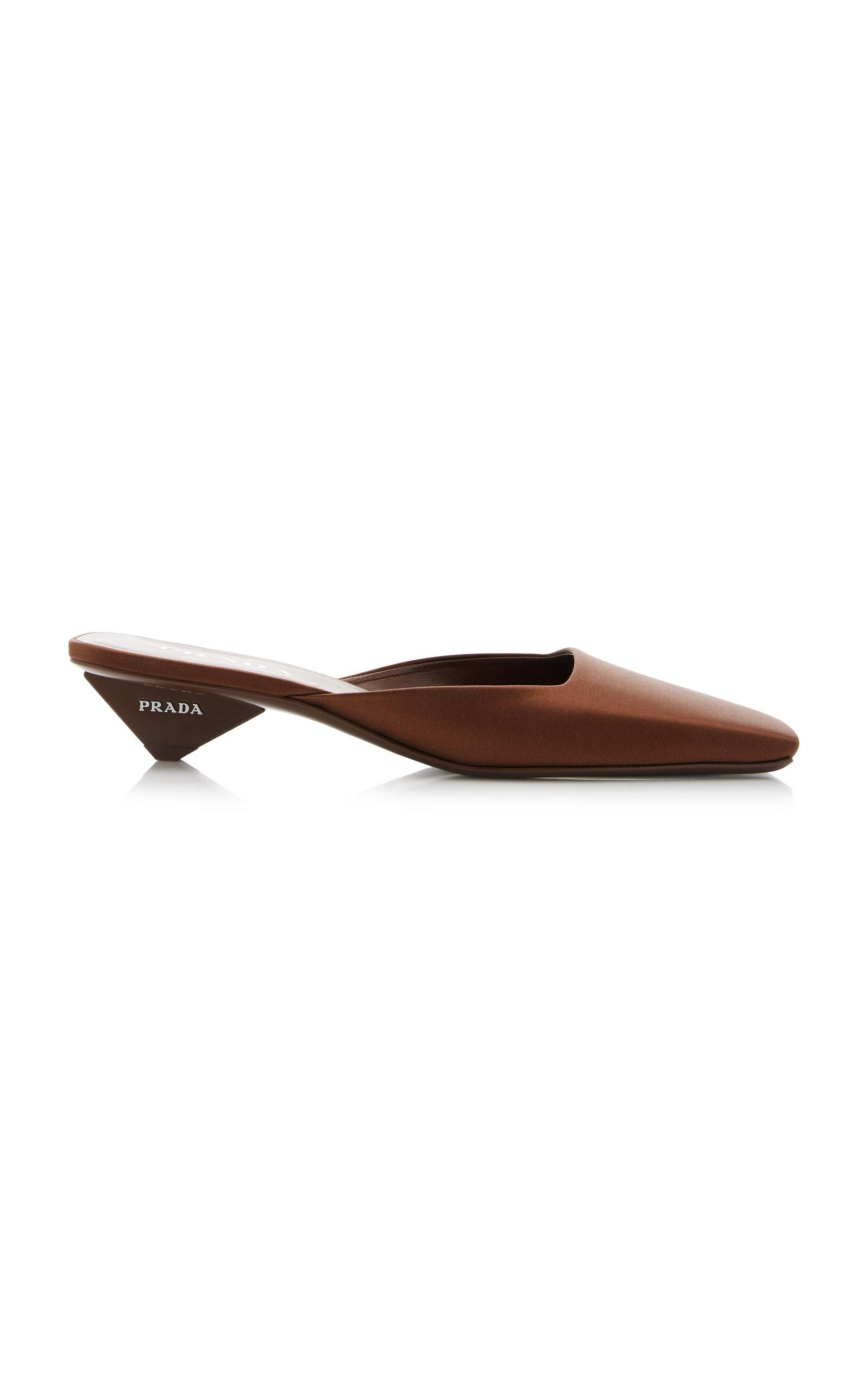 99SS PRADA square toe leather mules red Women's Prada Mule shoes