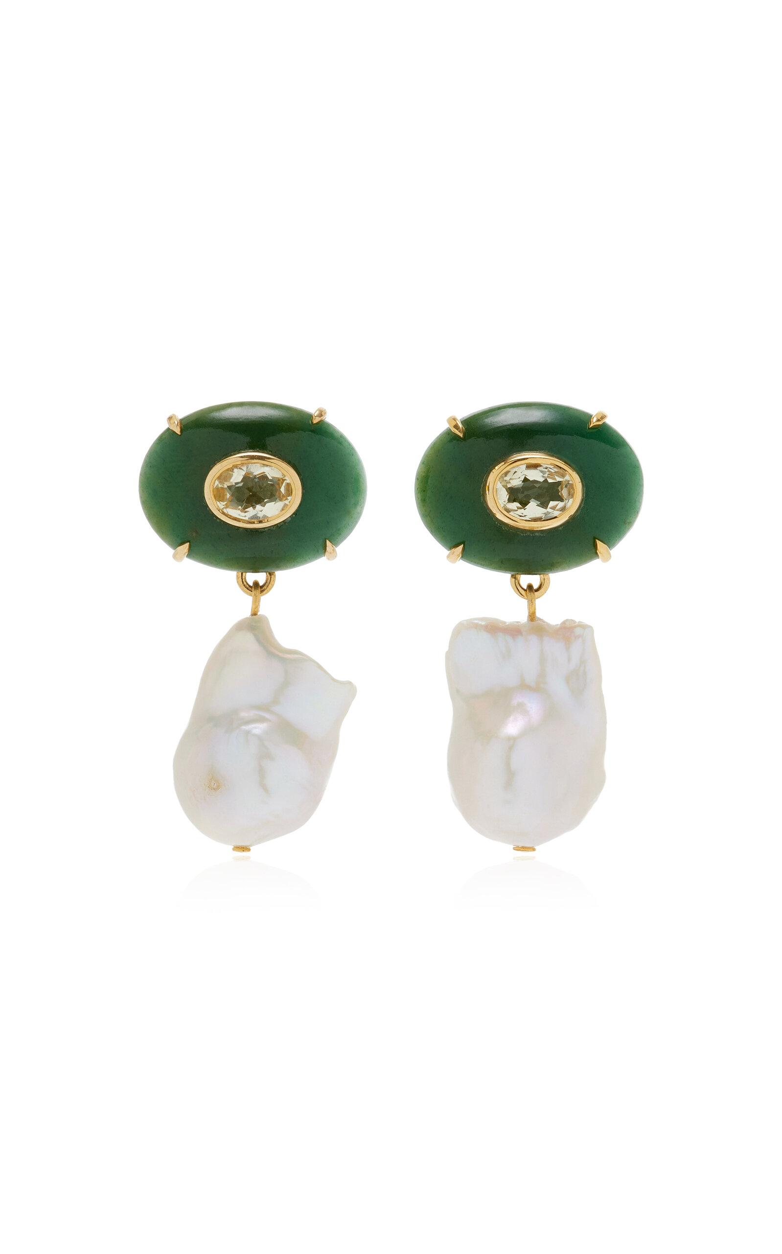 Lizzie Fortunato Plaza Pearl Earrings in Green Lyst