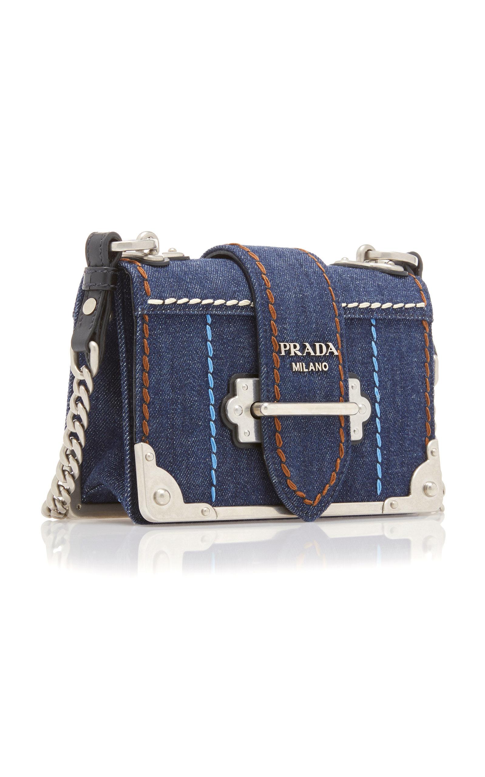 FWRD Renew Prada 2 Way Canapa Tote Bag in Dark Blue | REVOLVE