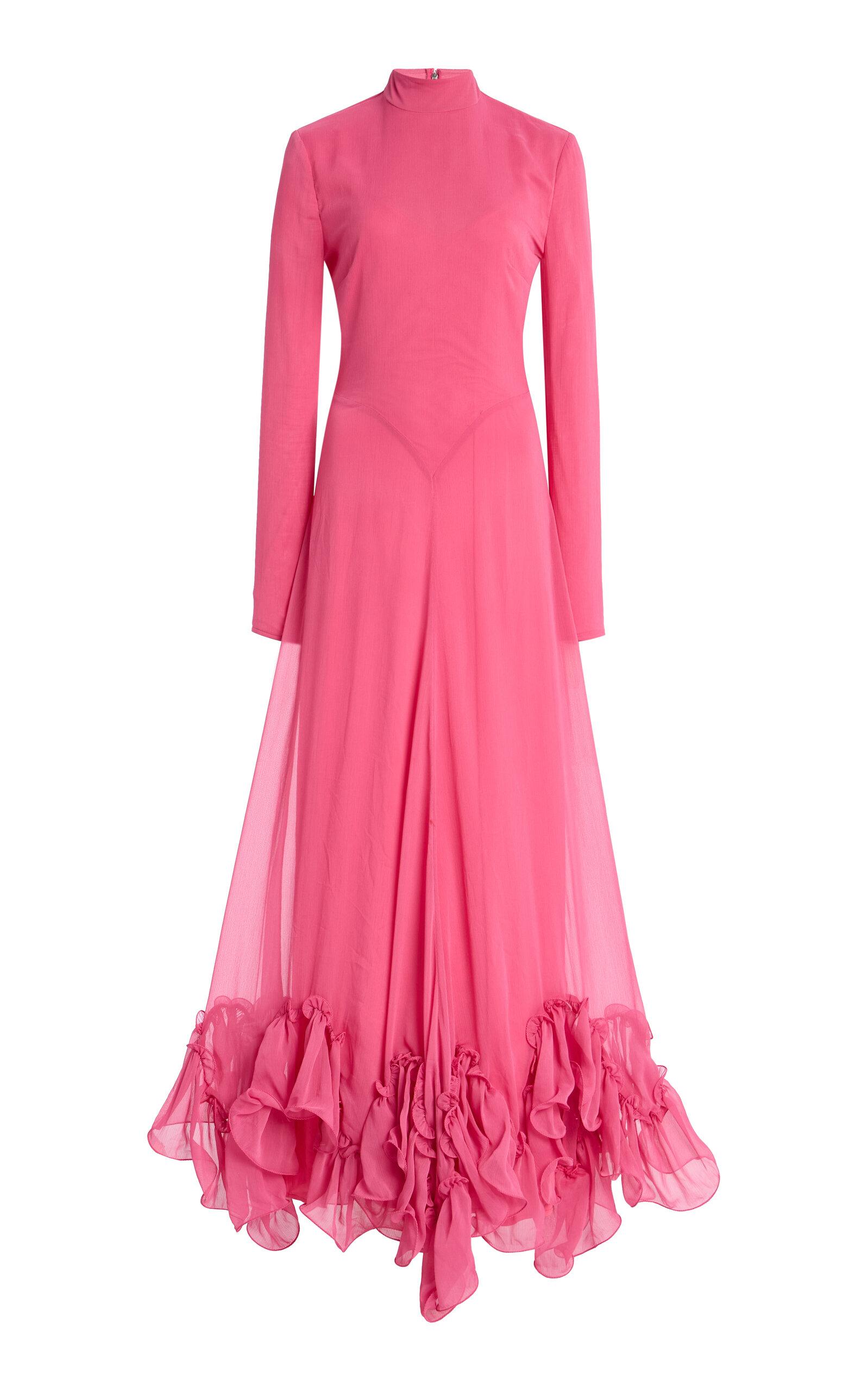 ROTATE BIRGER CHRISTENSEN Ruffled Chiffon Gown in Pink | Lyst ROTATE BIRGER CHRISTENSEN Ruffled Chiffon Gown in Pink | Lyst