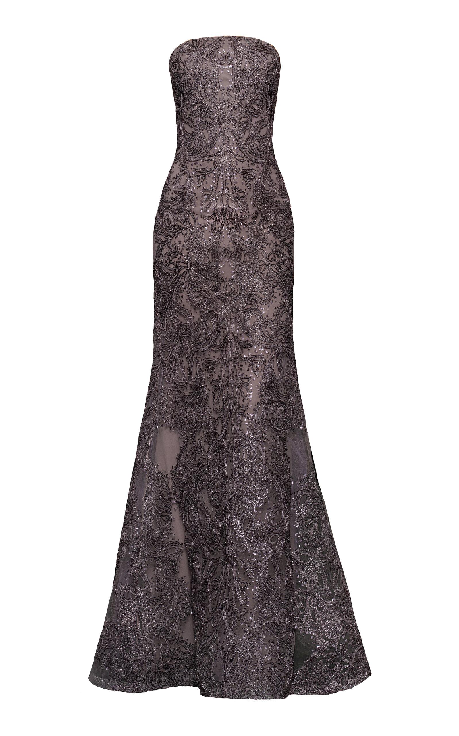 chinese dress ladies METALLIC RAFFIA STRAPLESS FULL SKIRT GOWN main image 0