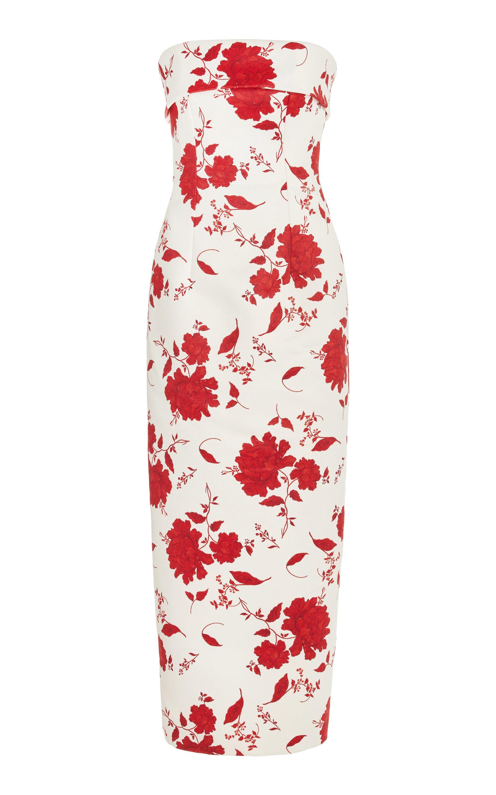 Emilia Wickstead Exclusive Keeley Strapless Midi Dress in Red | Lyst