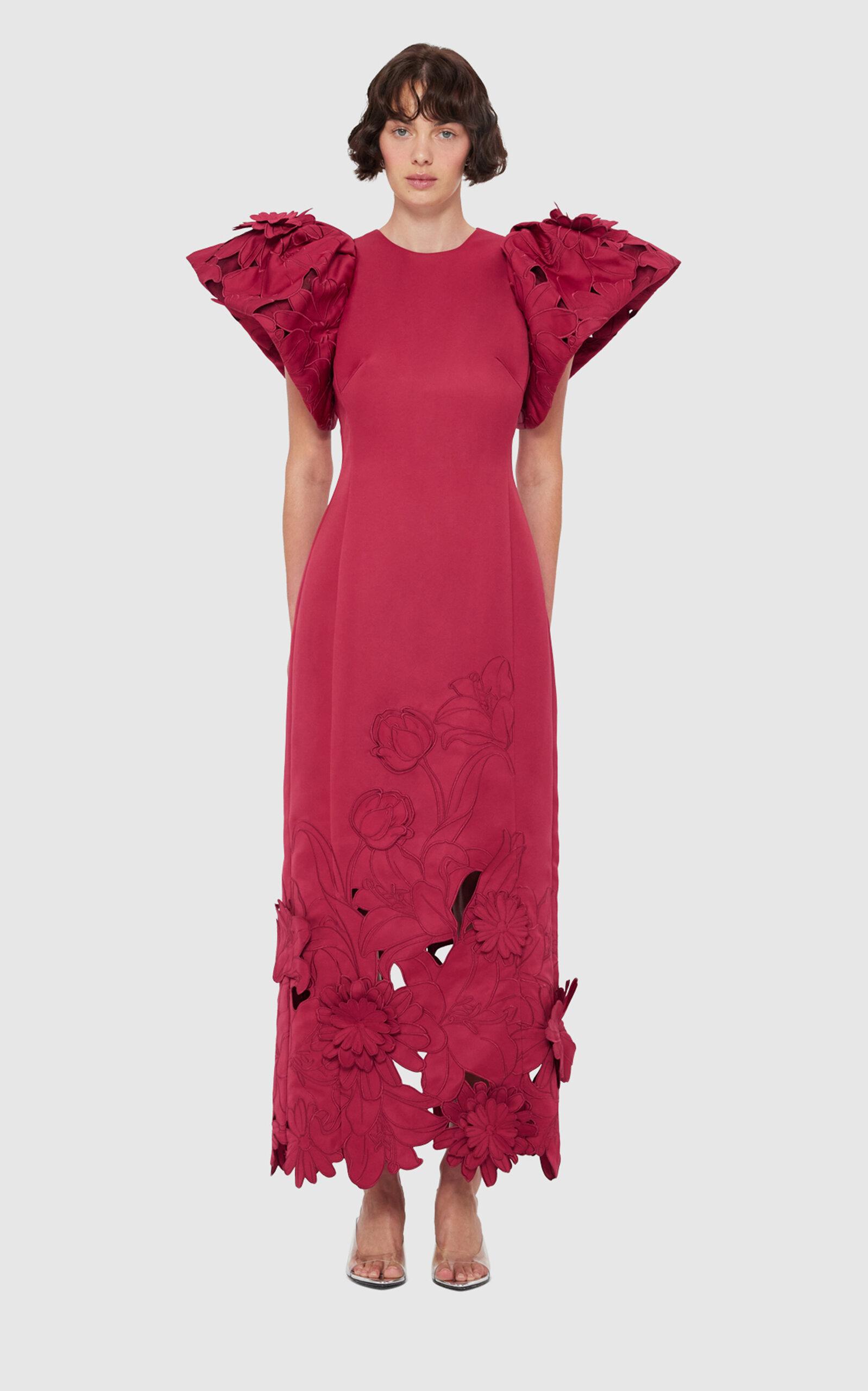 LEO LIN Exclusive Lucinda Floral-Appliqud Cutout Crepe Maxi Dress in Red |  Lyst Canada