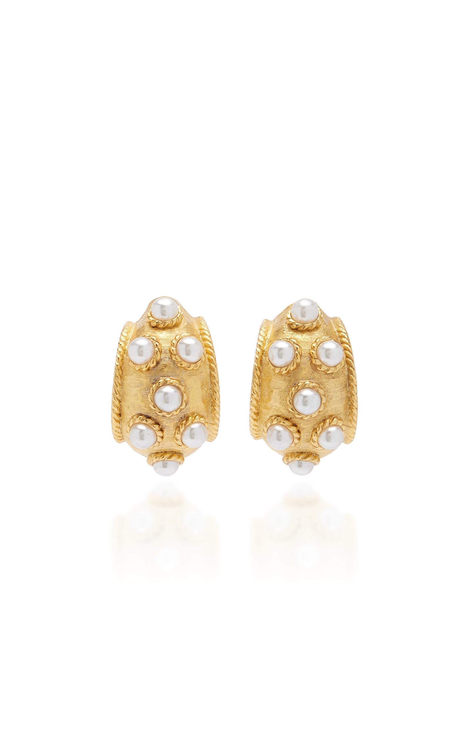 Ben-Amun Locarno Pearl Gold-plated Hoop Earrings in Metallic | Lyst