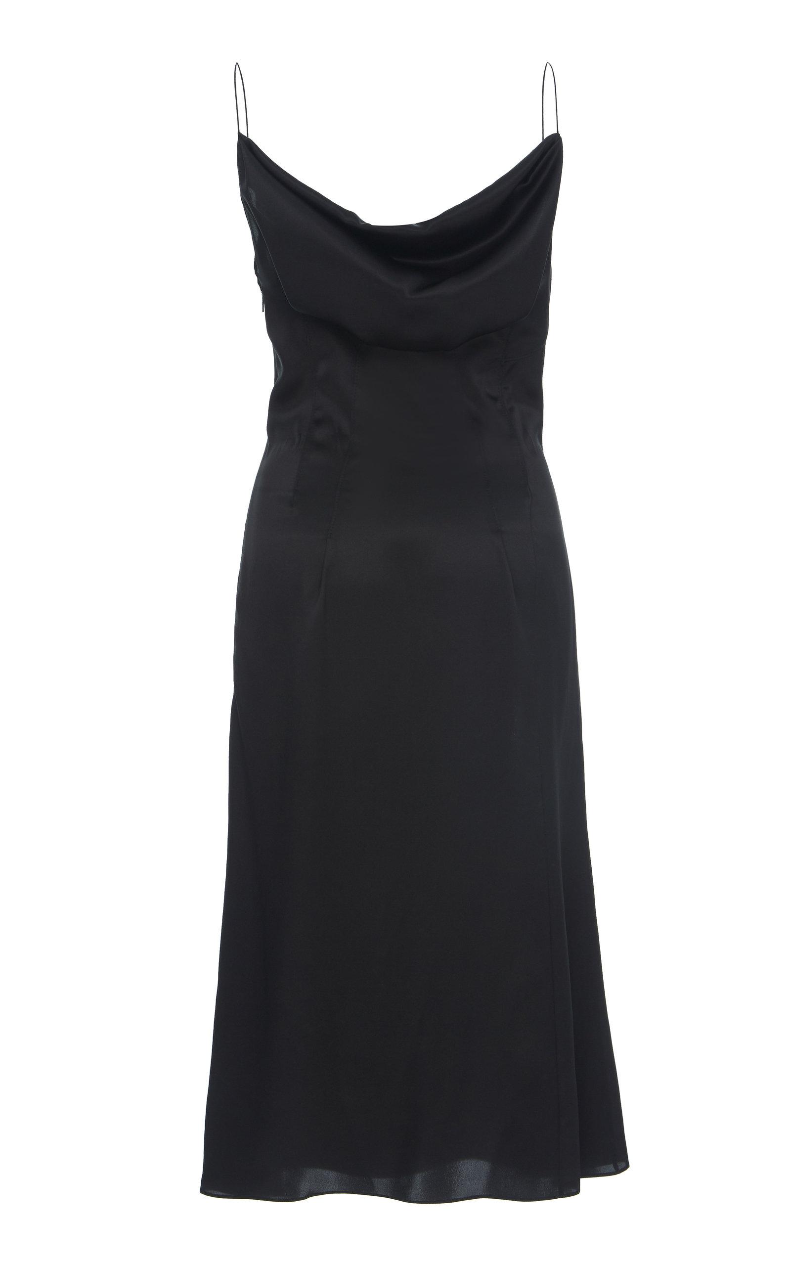 Versace Cowl Neck Silk-satin Dress in Black - Lyst