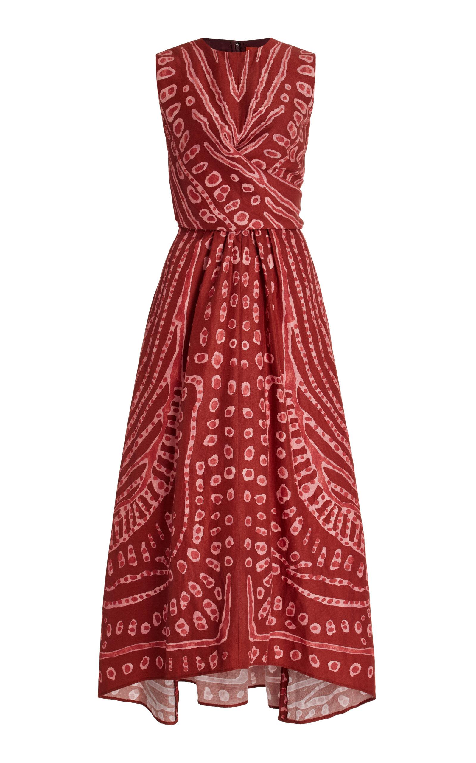 Altuzarra Pembina Markings-print Linen Dress in Red | Lyst