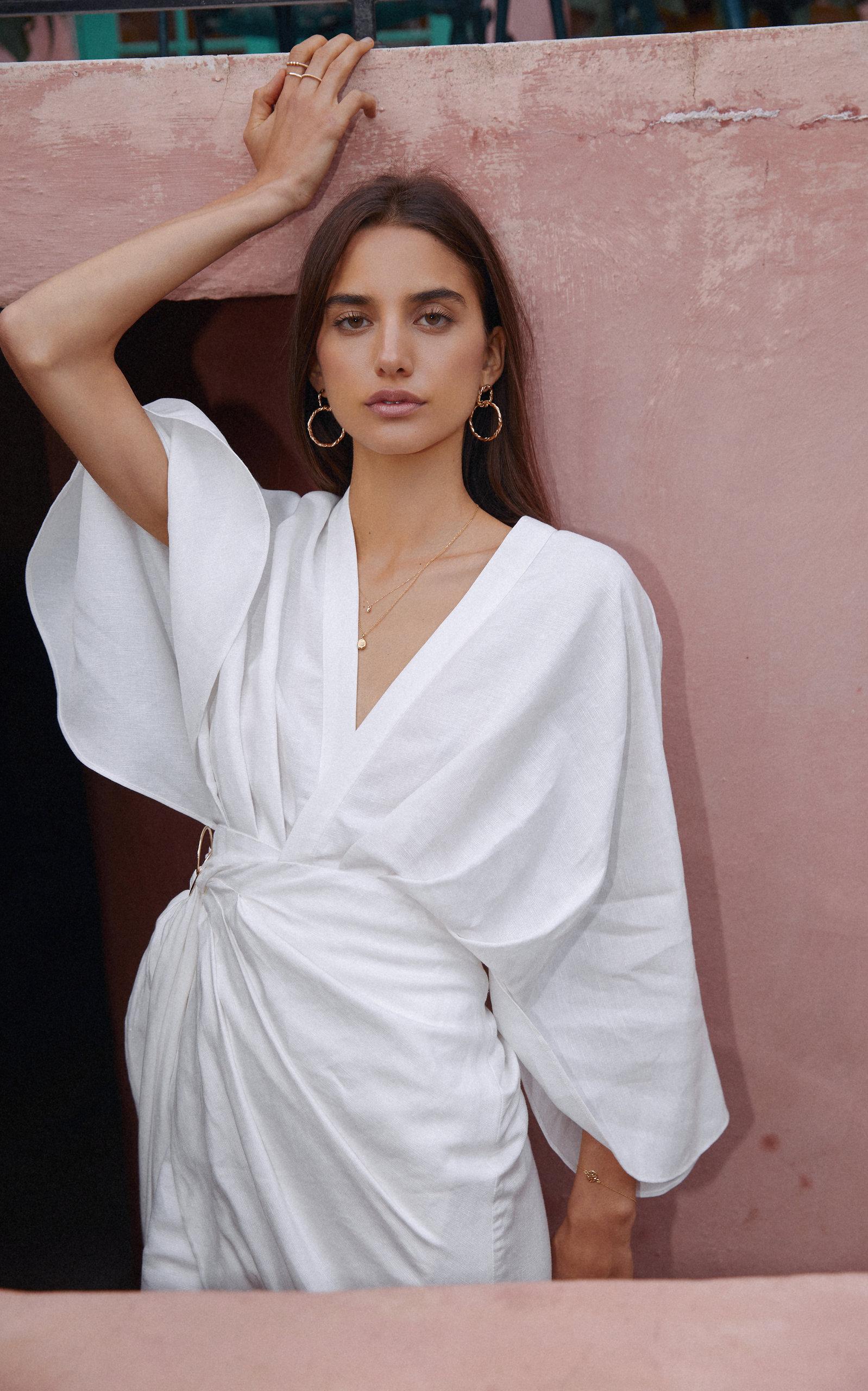 linen khaki dress Farfalla Linen Midi Dress Khaki