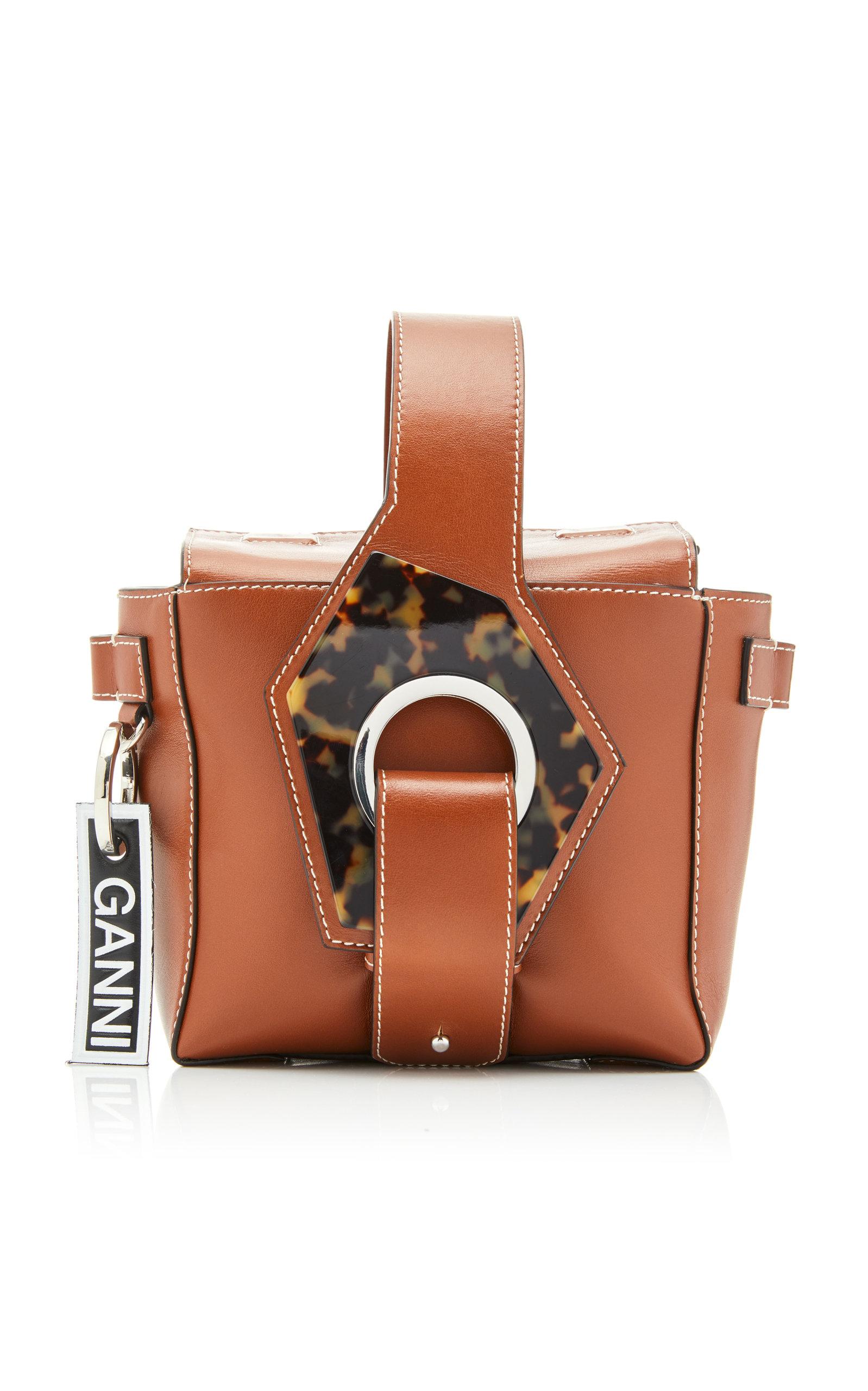 Ganni Mini Leather Crossbody Bag in Brown Save 50 Lyst