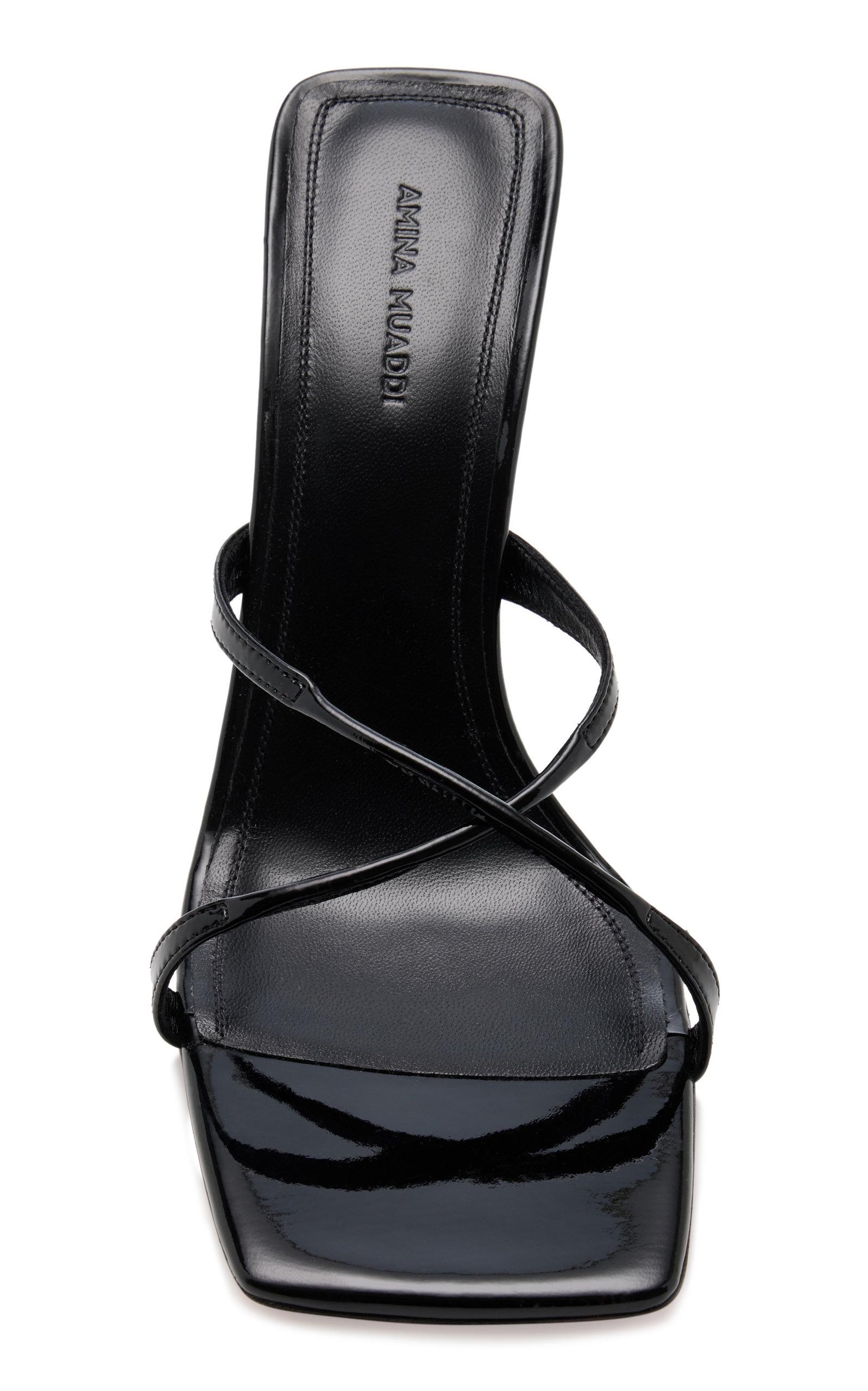 AMINA MUADDI Adriana Patent Leather Sandals in Black | Lyst