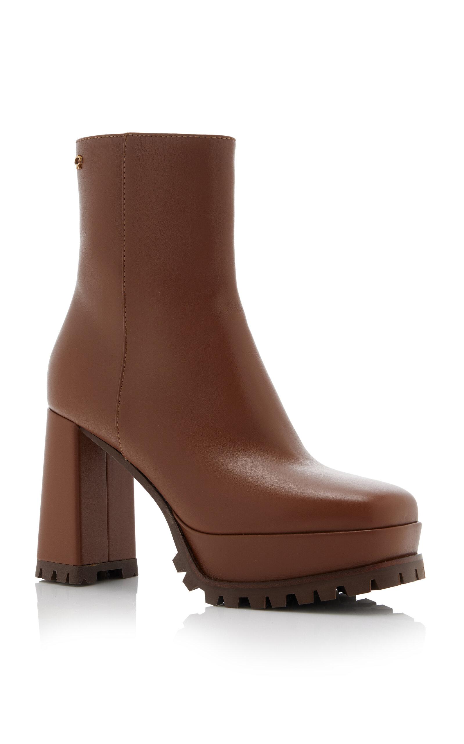 Gianvito Rossi Harlem Leather Platform Ankle Boots in Brown Lyst