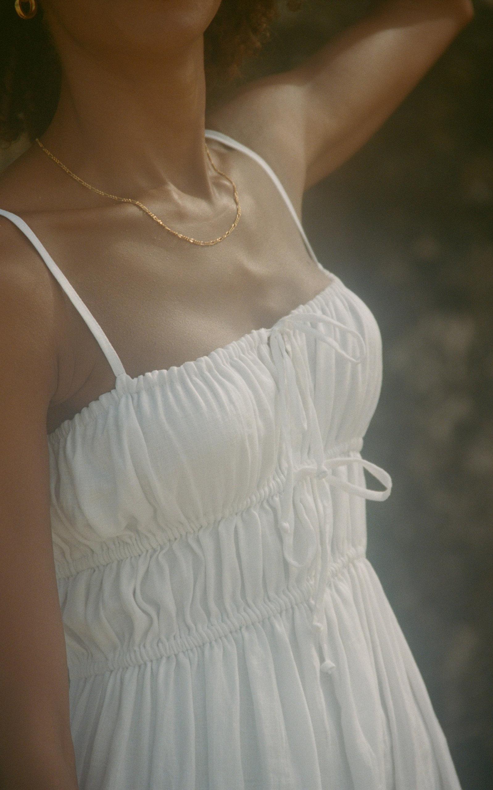Linen Dress Midi in Faithfull Francesca Lyst Brand The | White