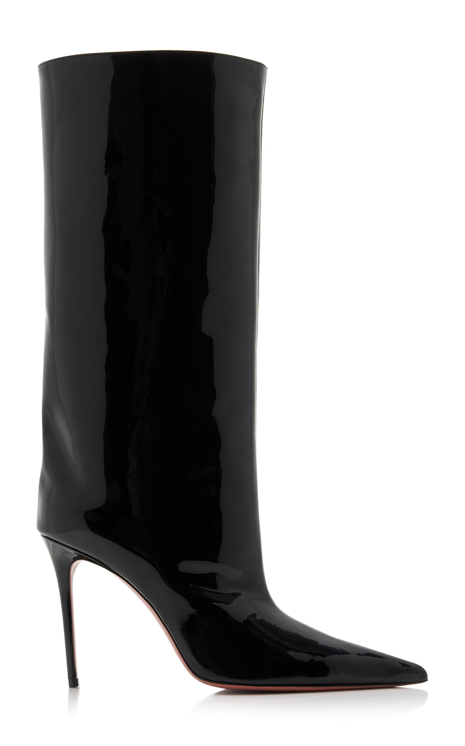 AMINA MUADDI Fiona Patent Leather Knee Boots in Black | Lyst