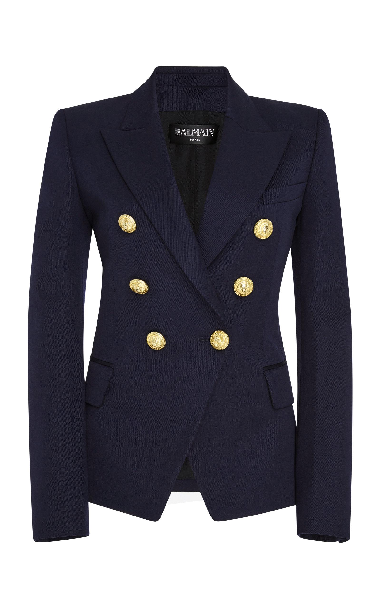 Balmain Tailored Double-breasted Wool Blazer in Navy (Blue) - Lyst