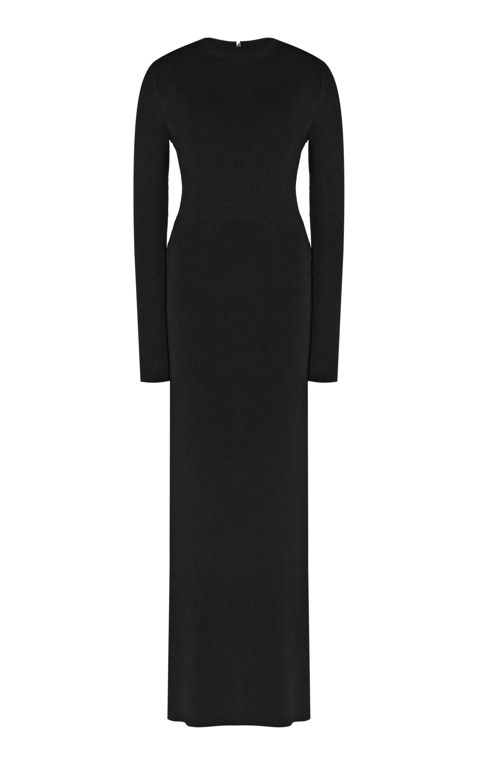 Galvan London Athena Pearl Compact-knit Open-back Maxi Dress in Black | Lyst