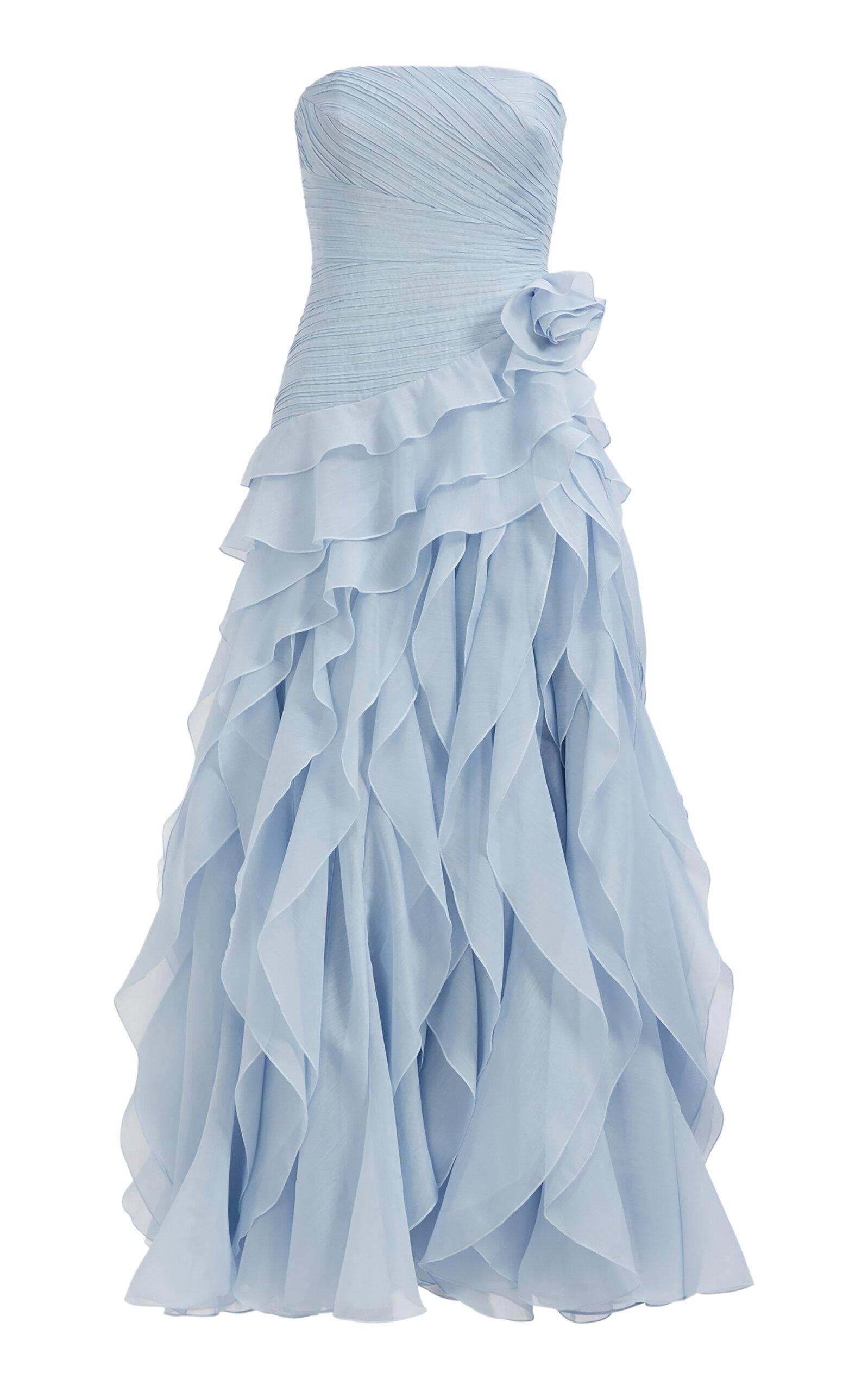 aje blue ruffle dress Adelia Ruffle Midi Dress | Light Sky Blue main image 0