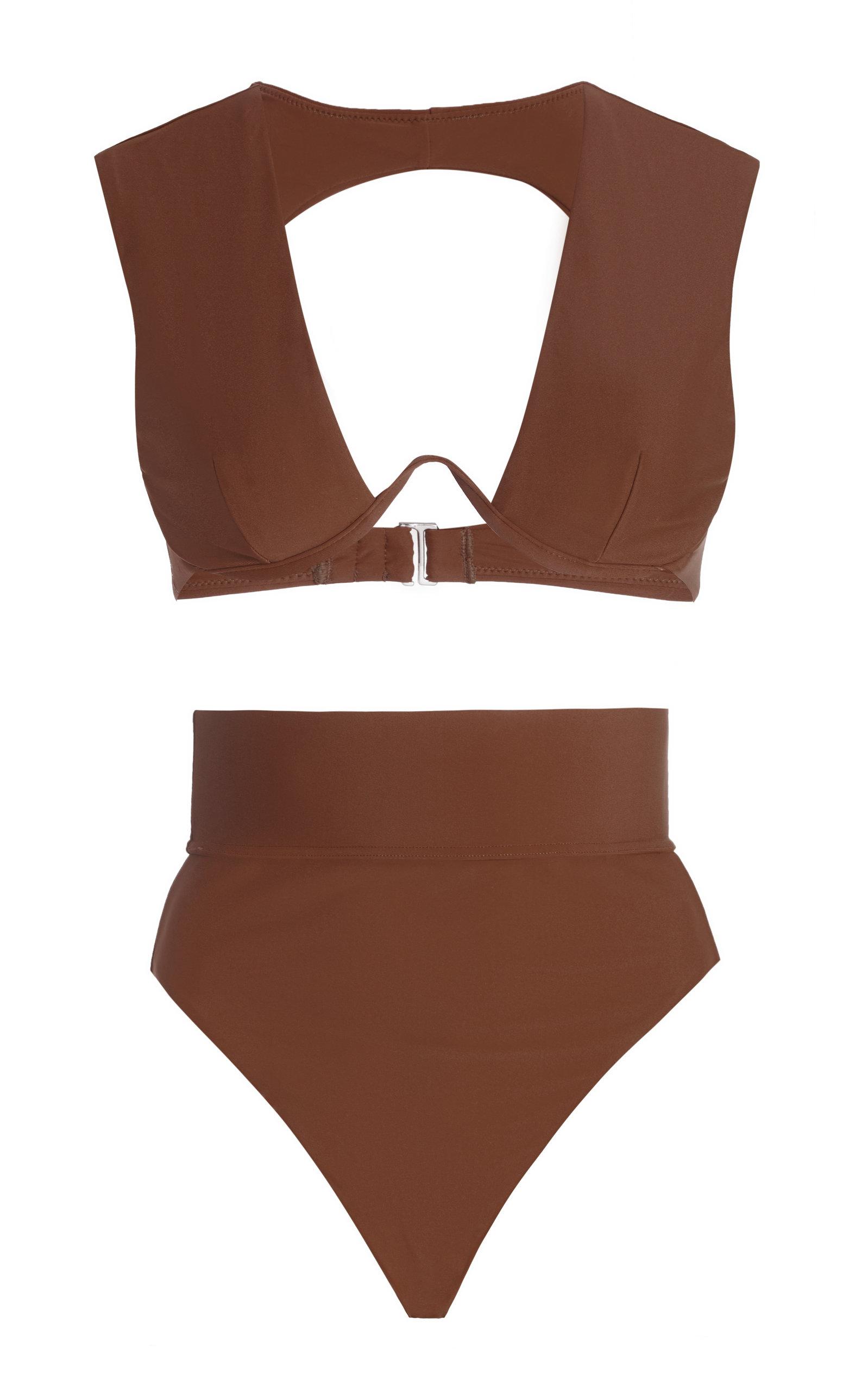 Brown high waisted swimsuit Clearance