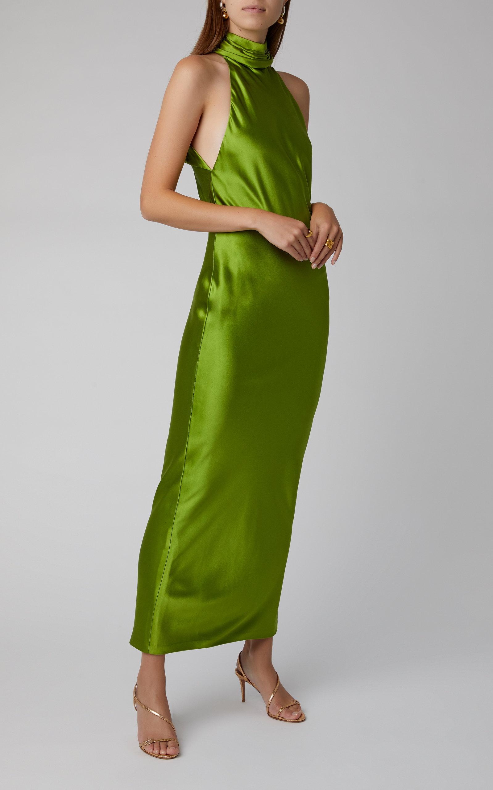 Silk-satin Halterneck Gown In Green | ubicaciondepersonas.cdmx.gob.mx