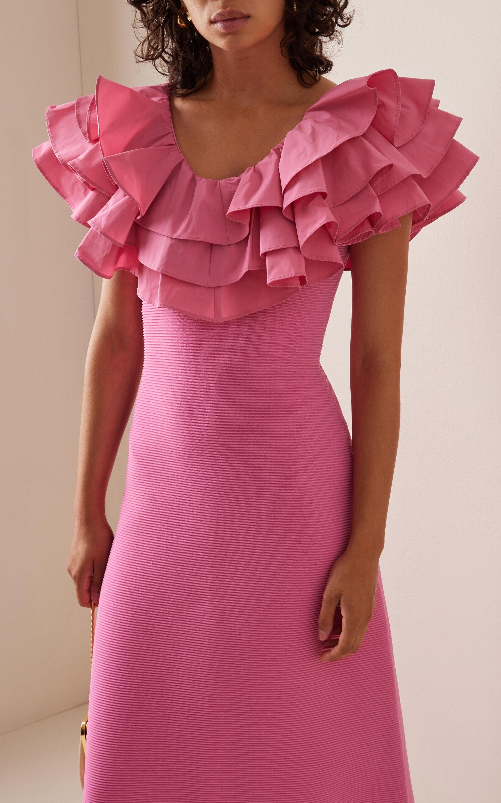Aje. Transcendent Ruffle Midi Dress in Pink | Lyst UK