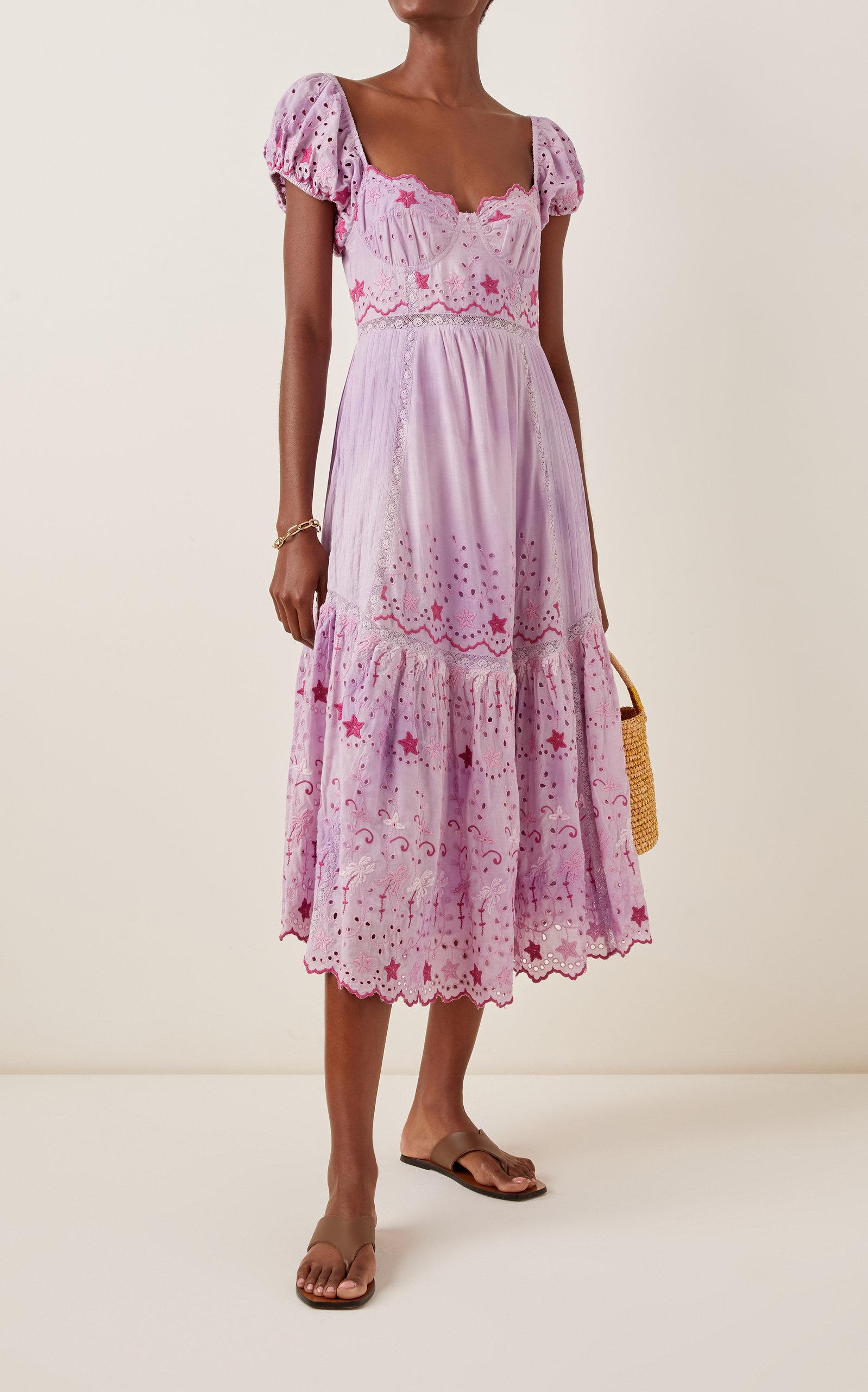 Purple sales eyelet dress