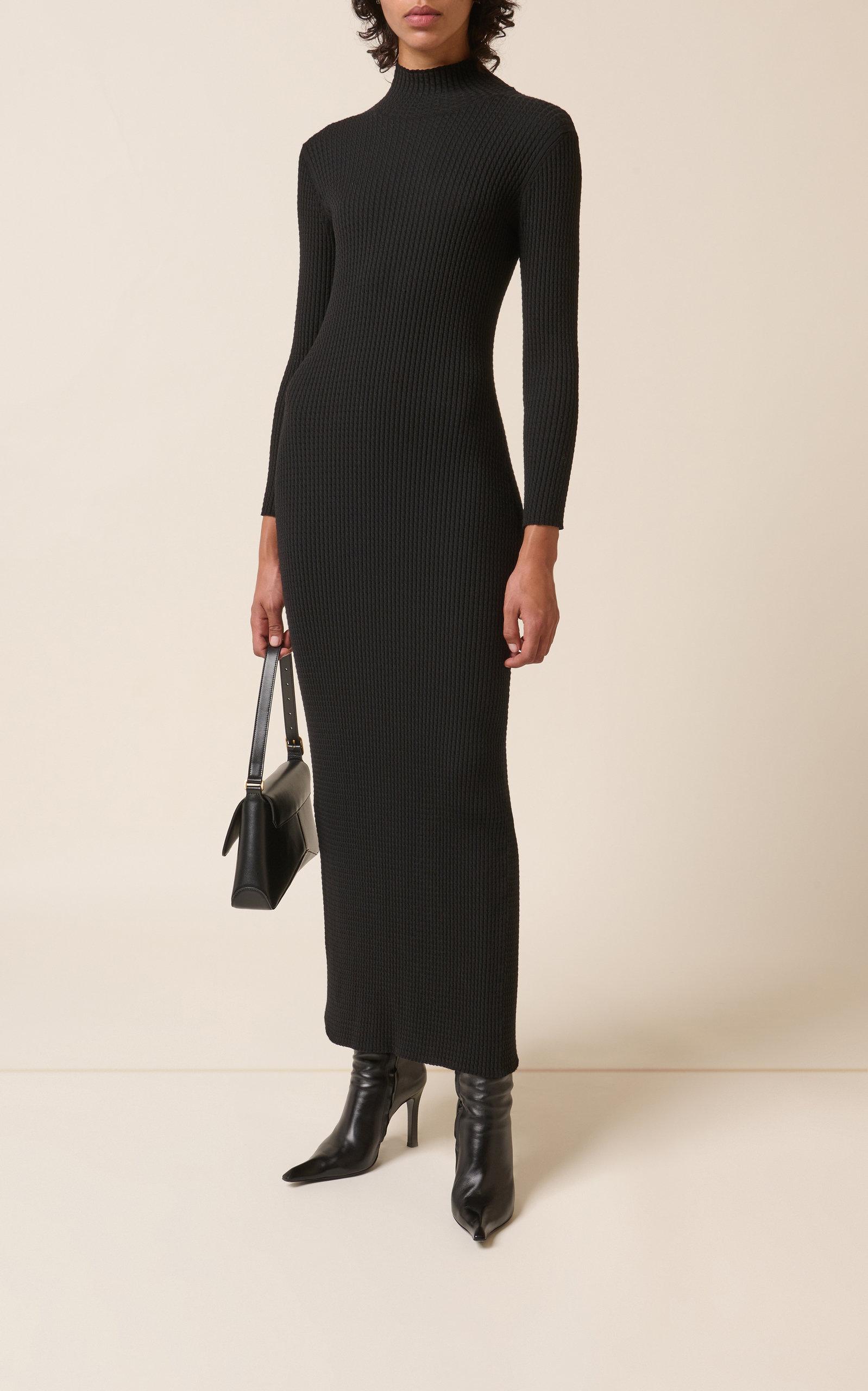 Balenciaga Fitted Cable-knit Wool Maxi Dress in Black | Lyst