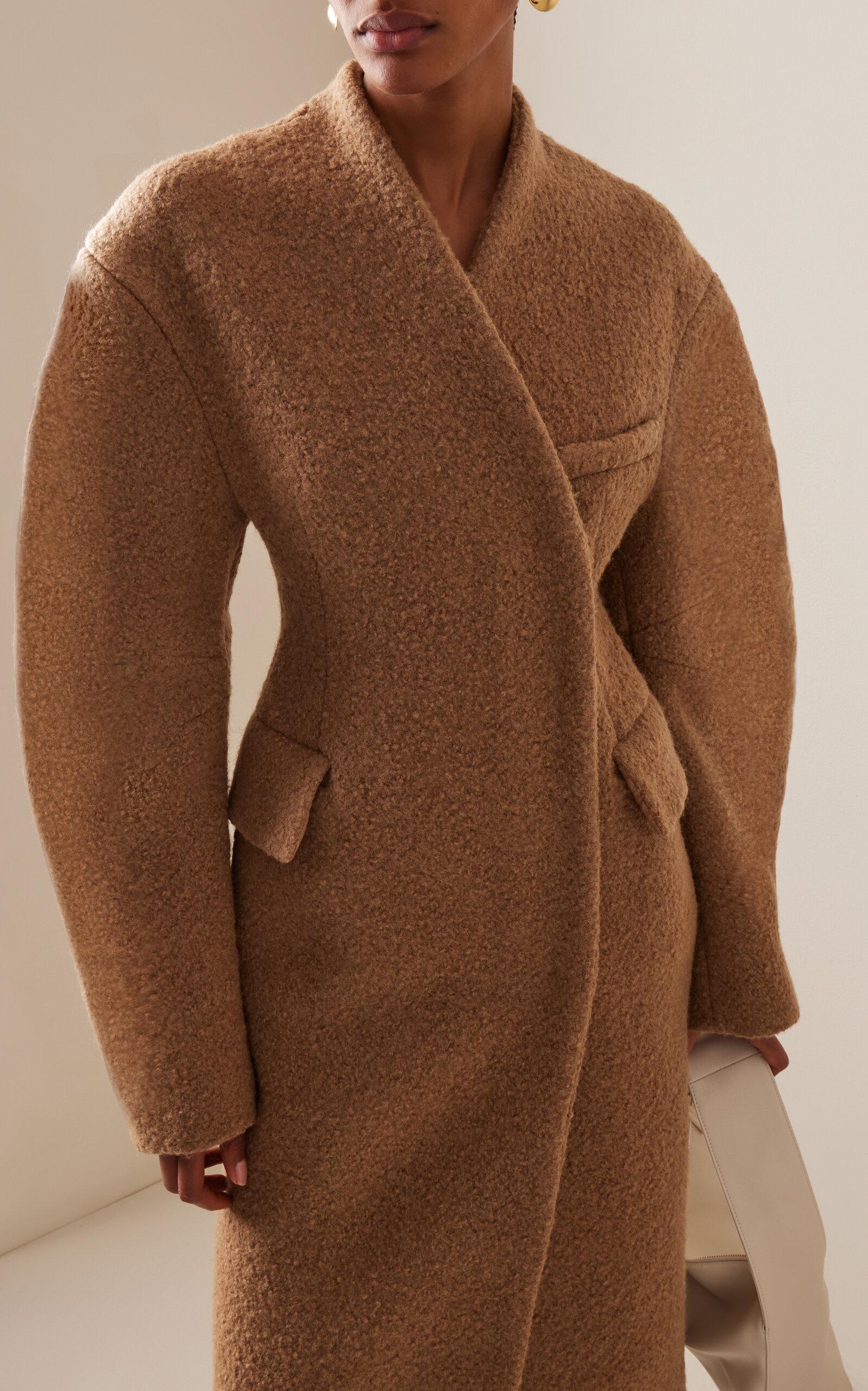 A.W.A.K.E. MODE Sculpted Wool Coat in Brown | Lyst