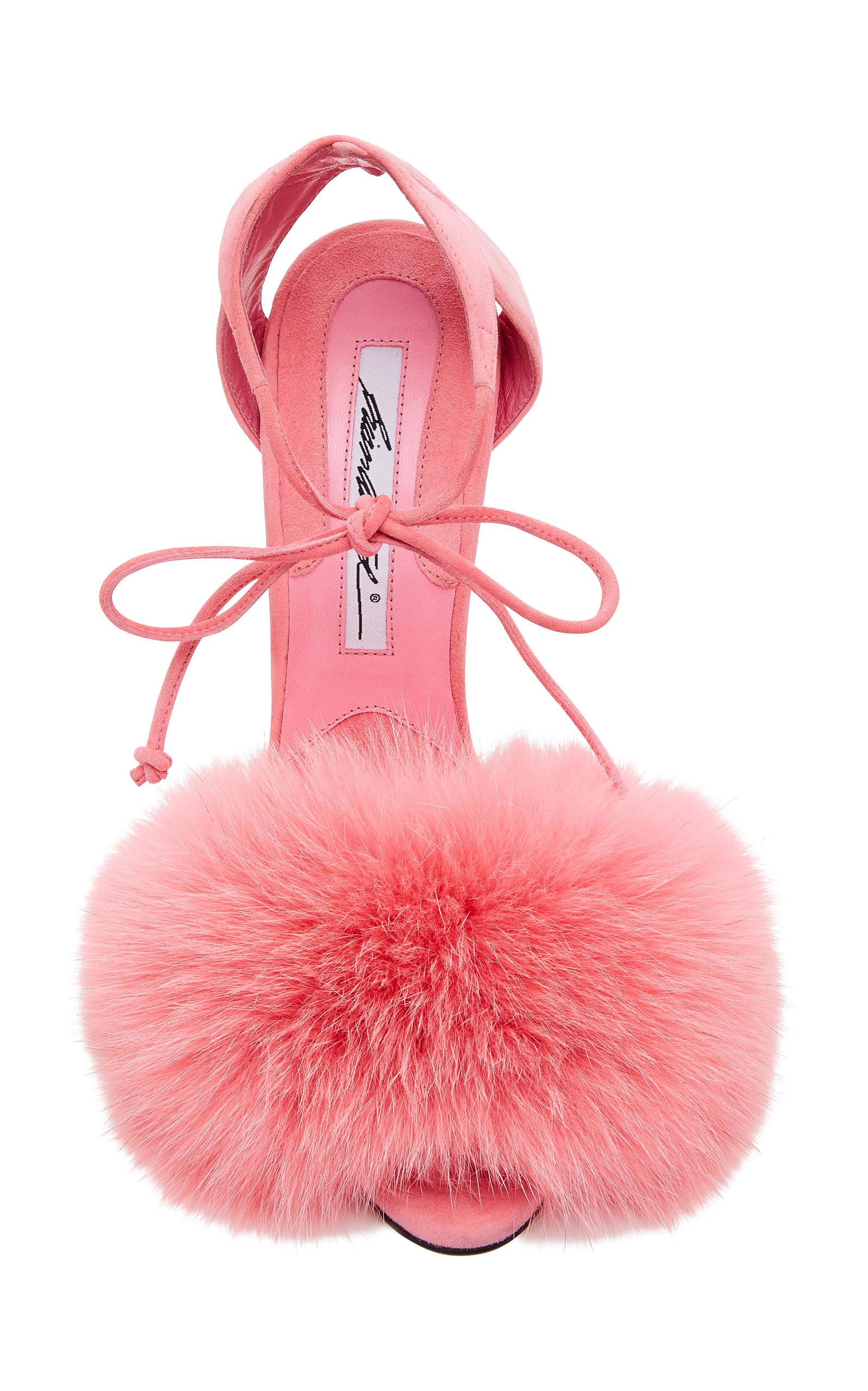 brian atwood pink fur sandals