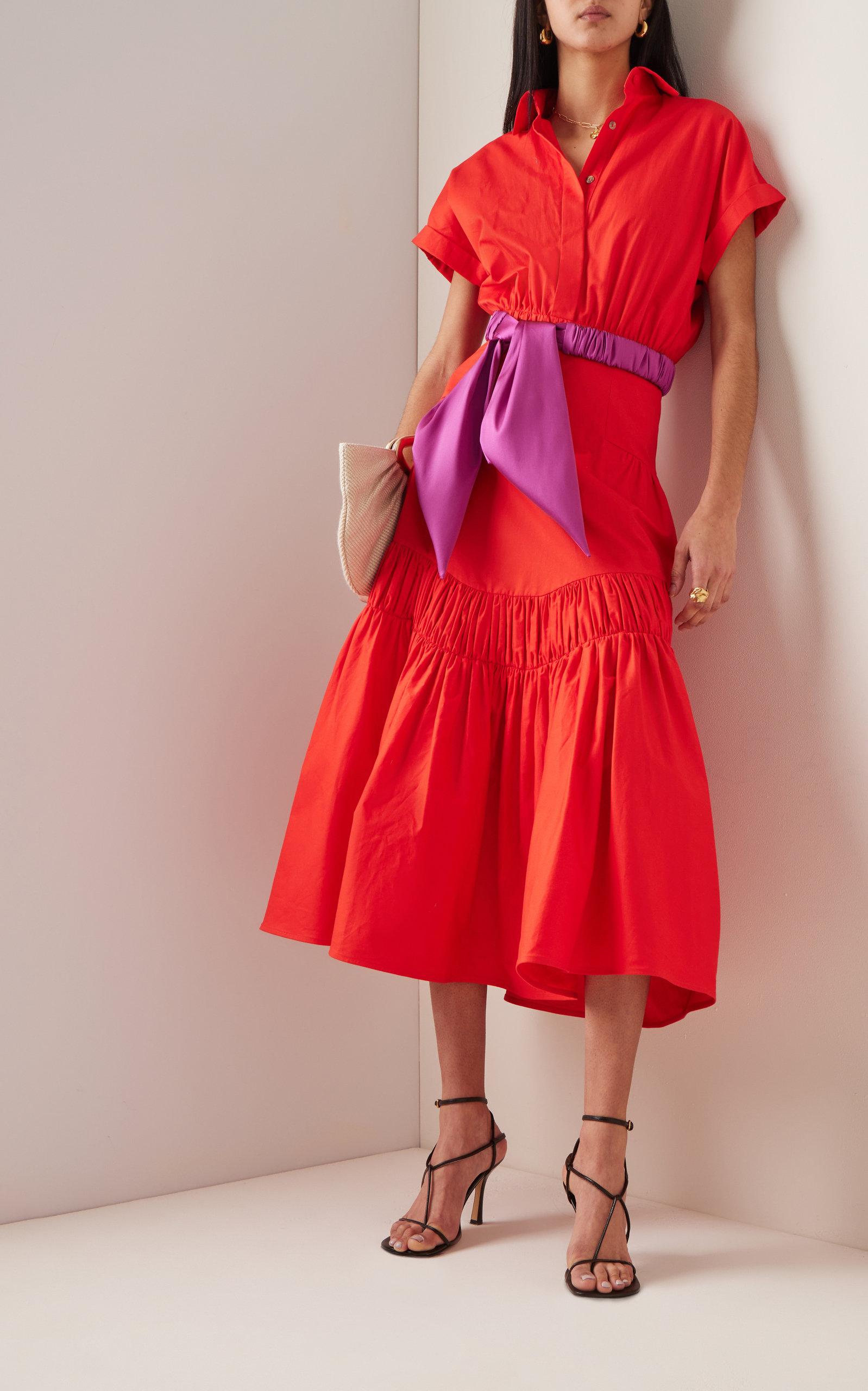 Silvia Tcherassi Pavia striped midi dress - Pink