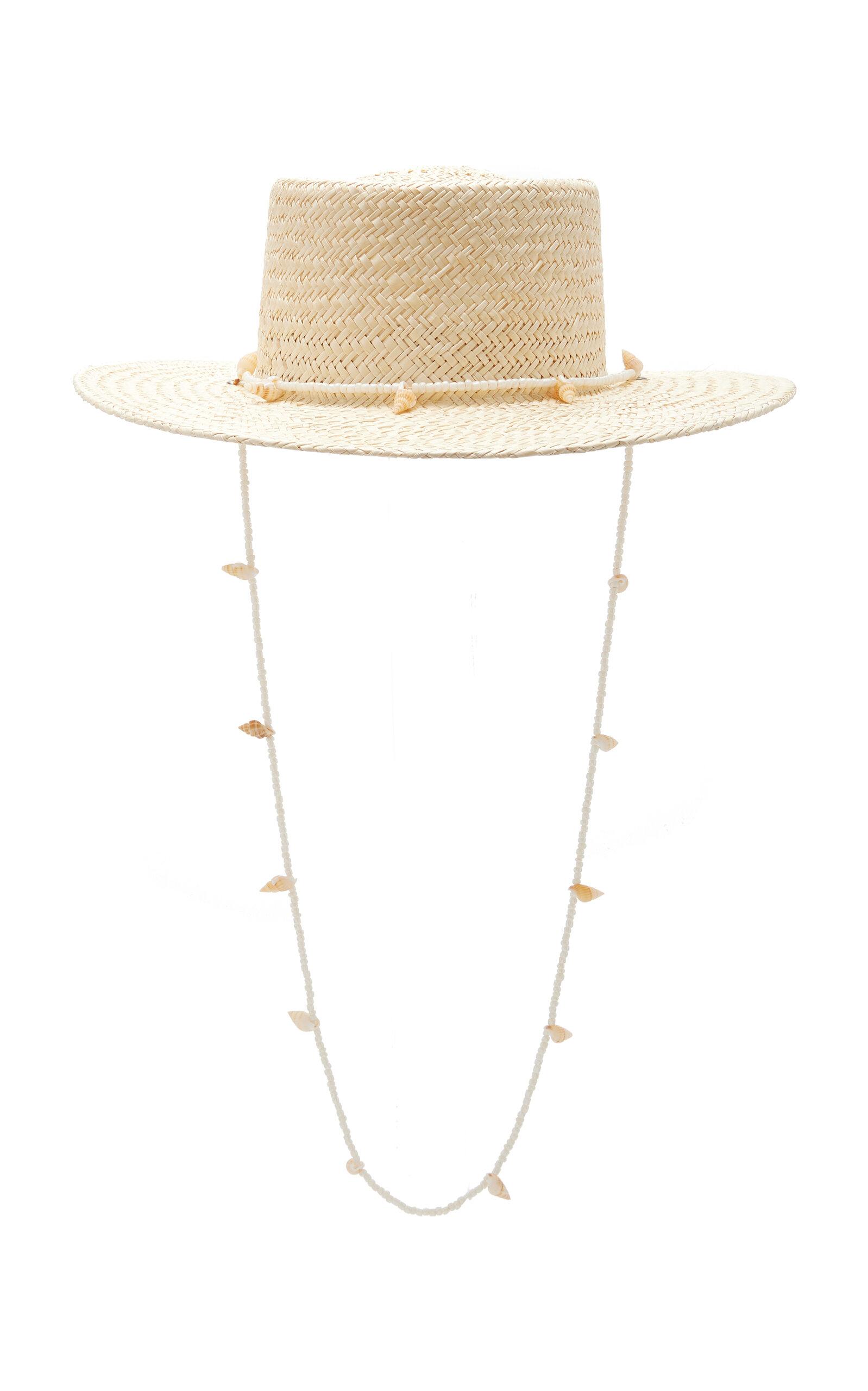 Lack of Color Seashelltrimmed Raffia Boater Hat in White Lyst