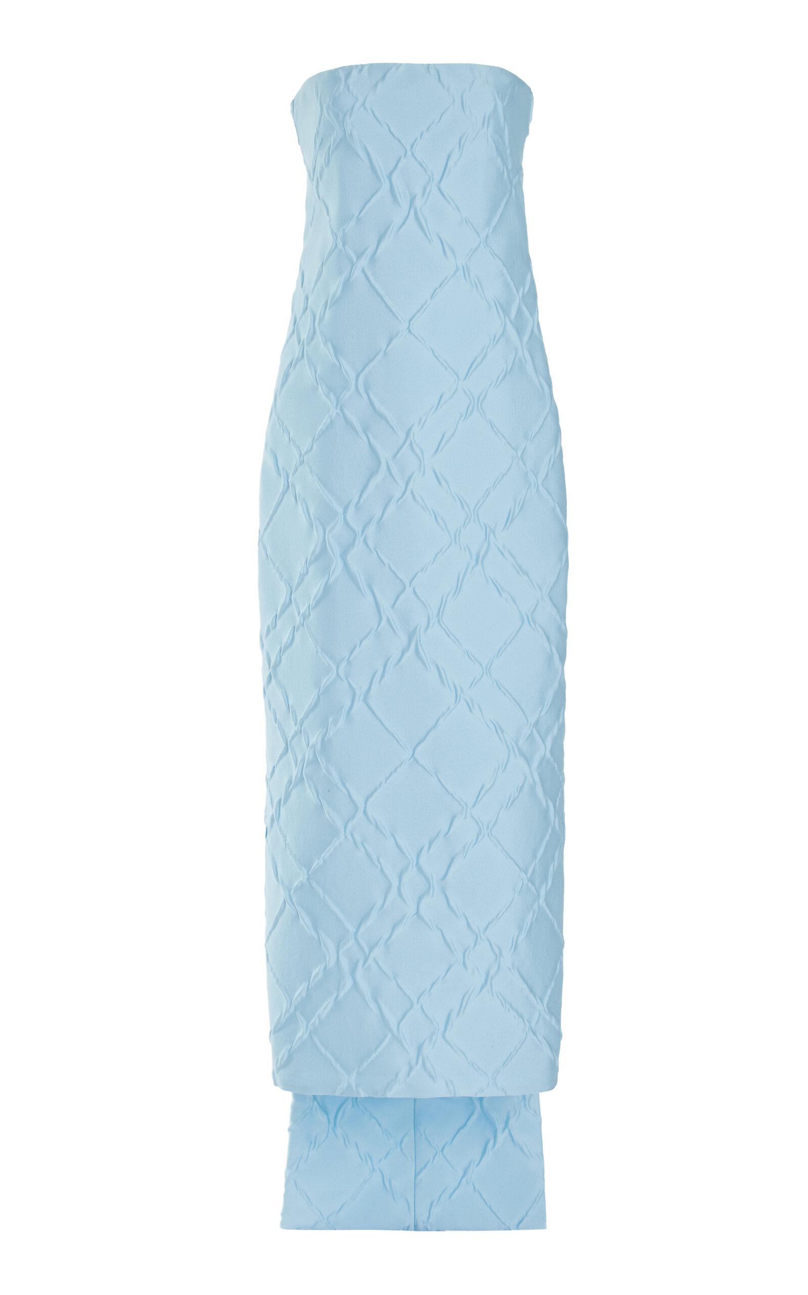 Dusty blue lace v bar bandeau midi dress discount