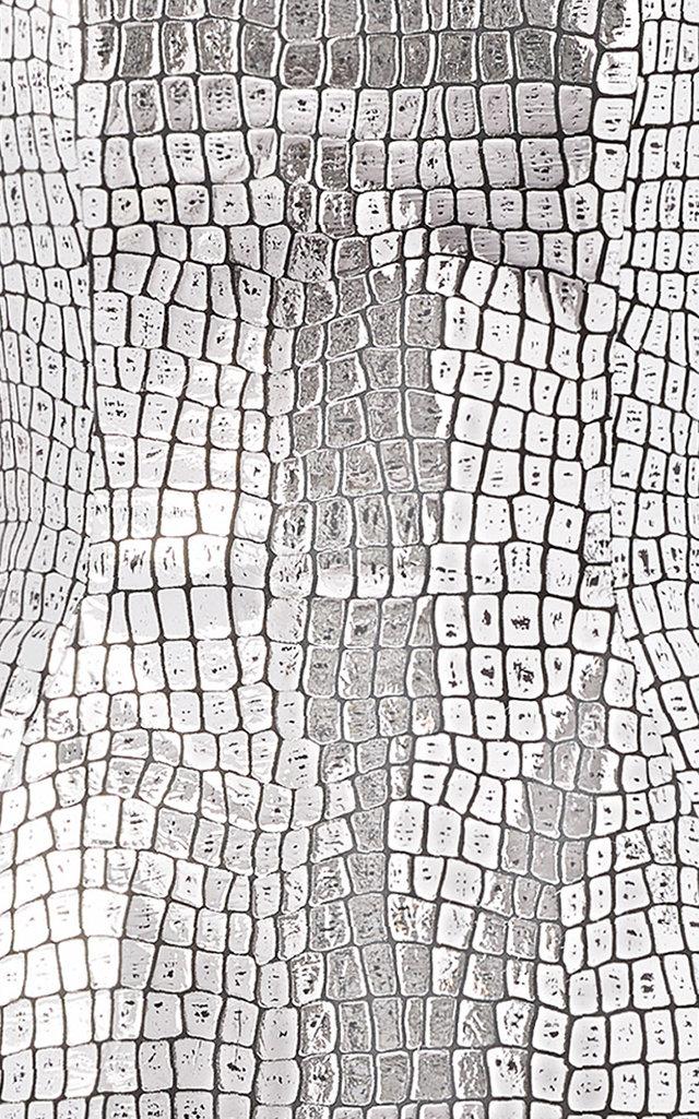 Brandon Maxwell Croc-effect Foiled Leather Strapless Midi Dress in Metallic