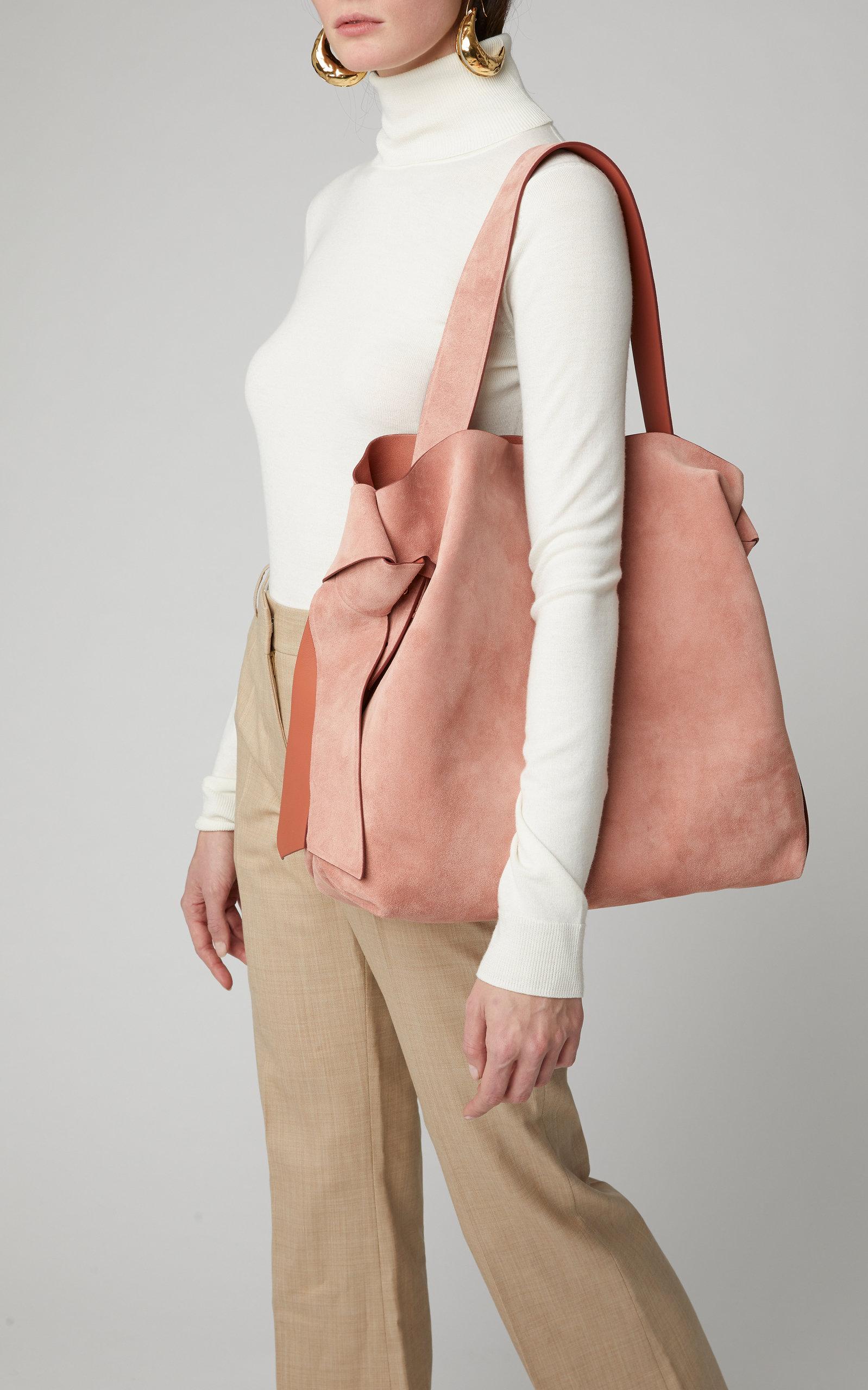 Acne Studios Musubi Maxi Knotted Suede Shoulder Bag in Pink - Lyst