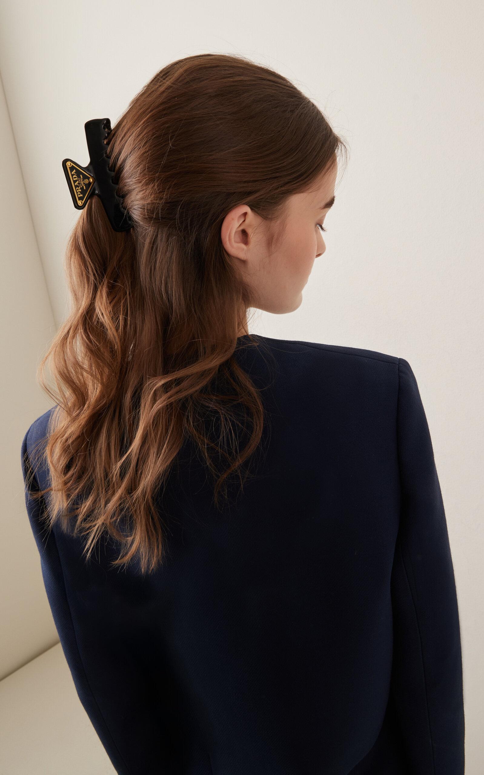 Prada Metal Hair Clip in Black | Lyst