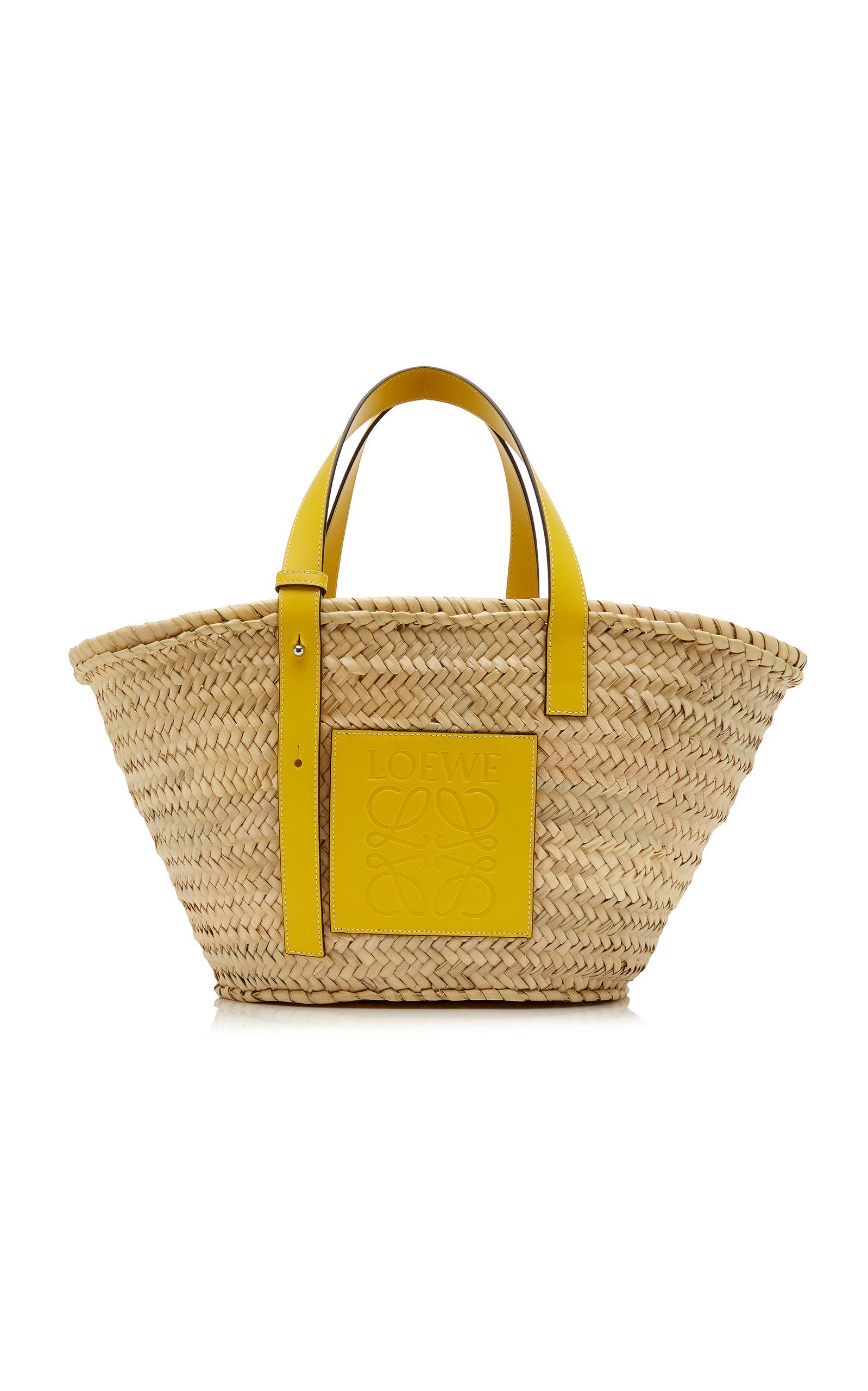 Loewe Small Raffia And Leather Basket Bag in Yellow | Lyst