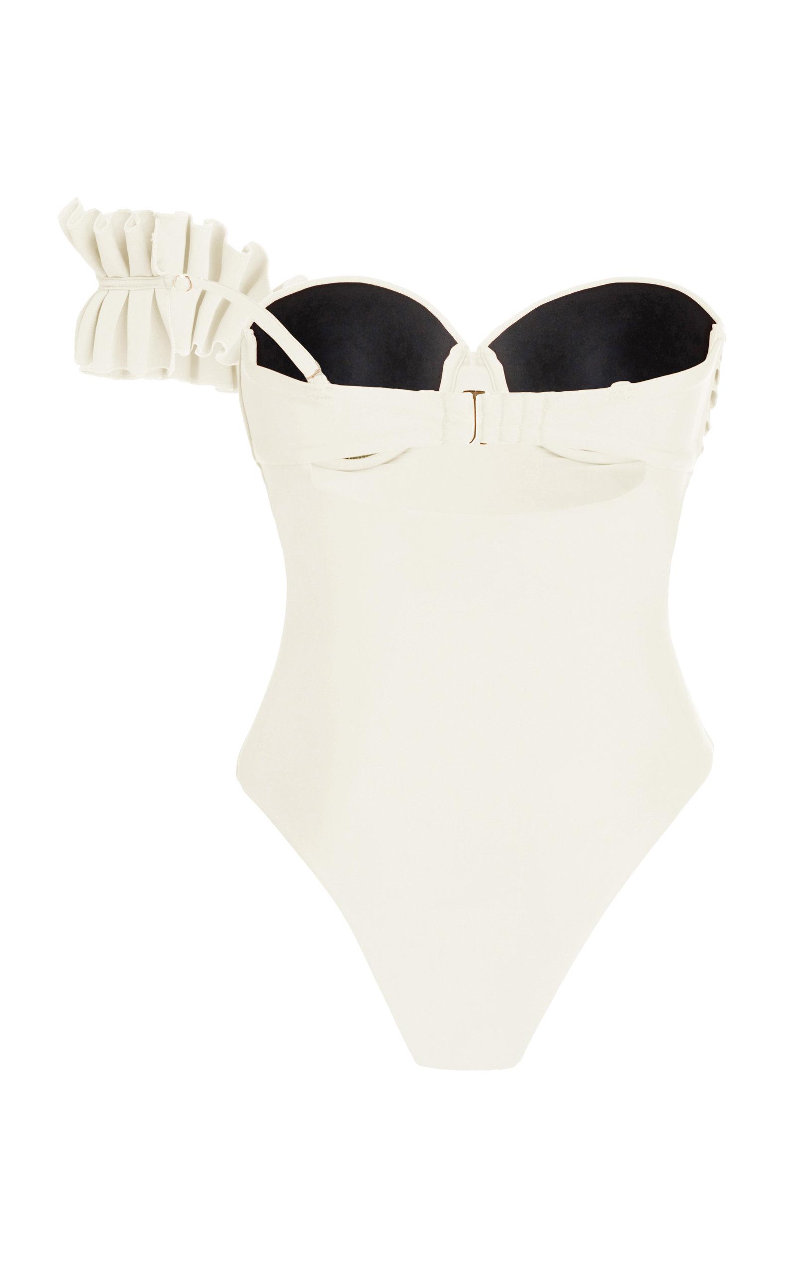 Andrea Iyamah Nisi Ruffled One-piece Swimsuit in White | Lyst