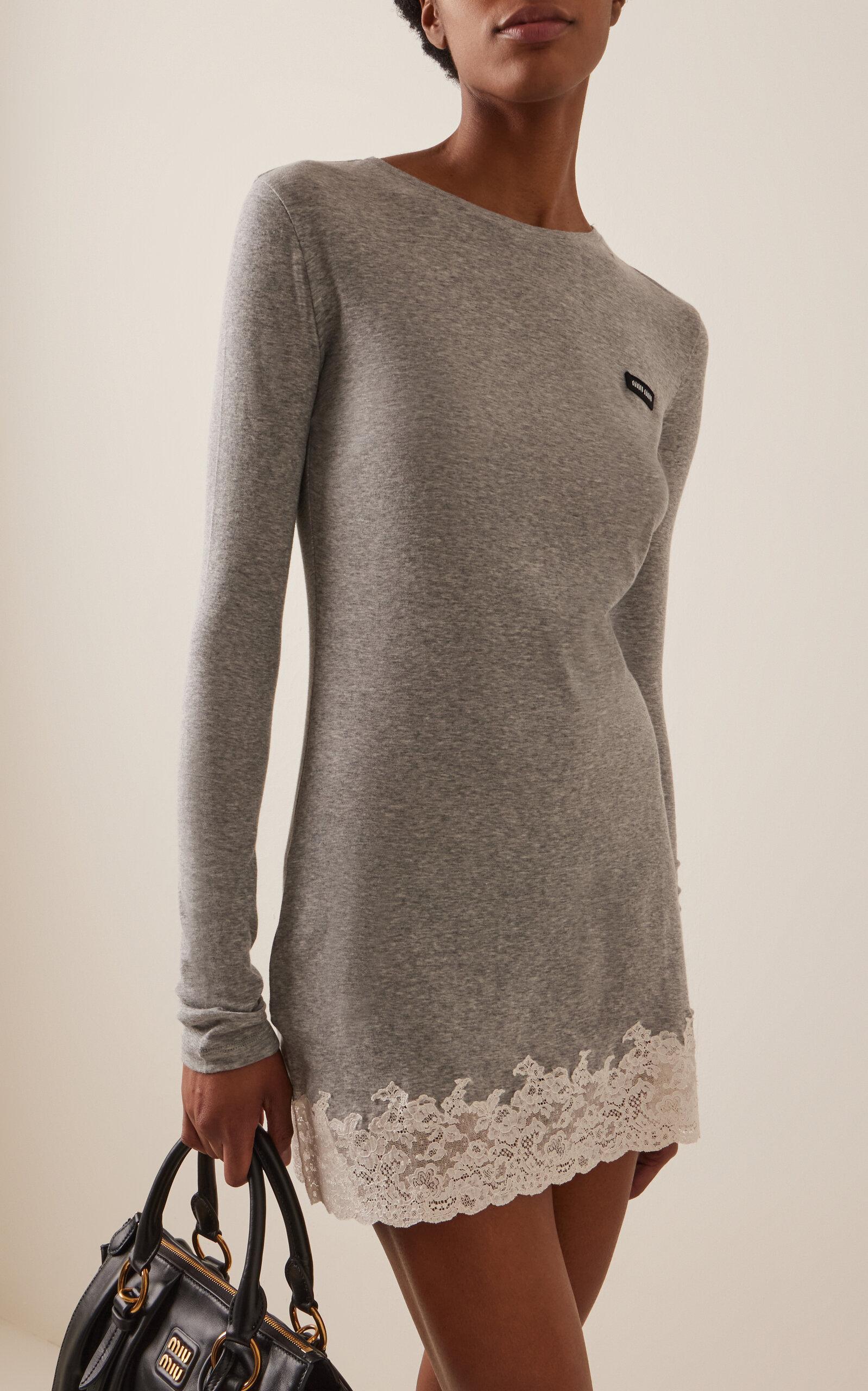 ワンピース MIU MIU GREY DRESS Miu Miu Jersey Dress in Grigio | FWRD