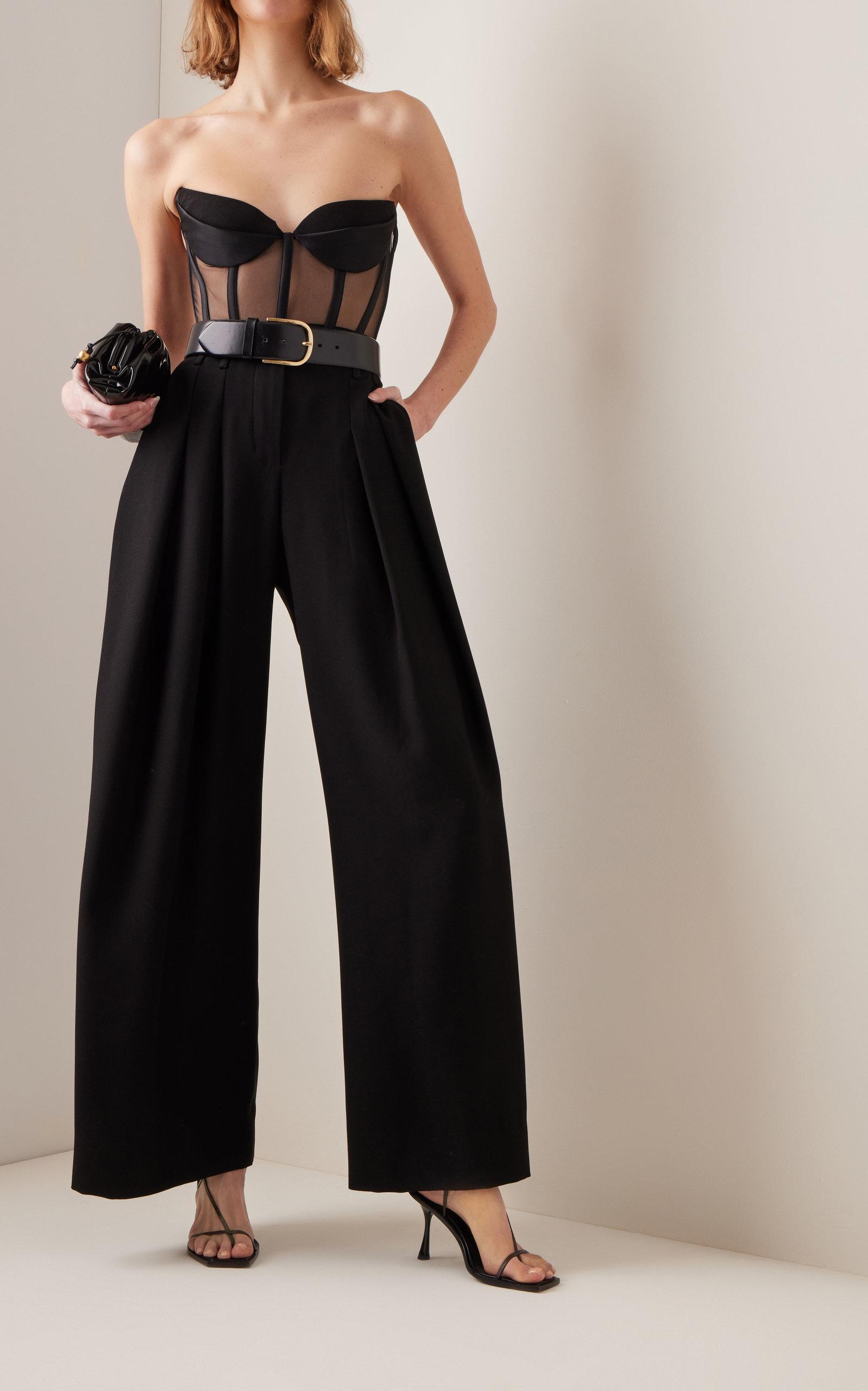 Monot Pleated Crepe Wide-leg Trousers in Black | Lyst