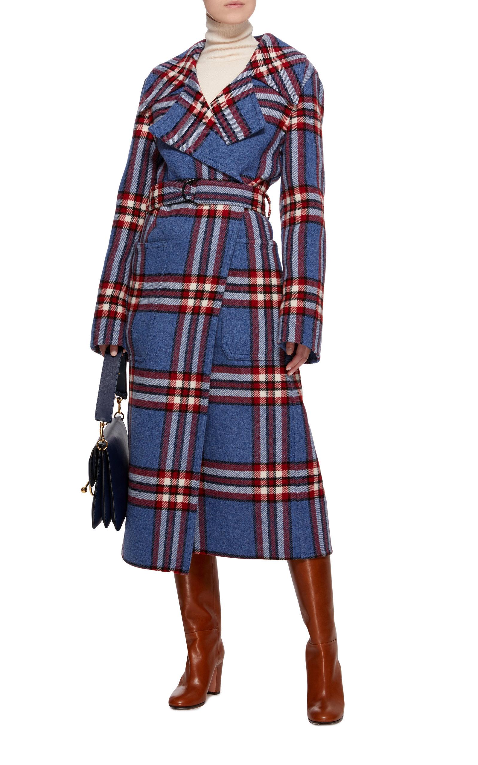 JOSEPH Military Check Coat in Blue | Lyst Canada