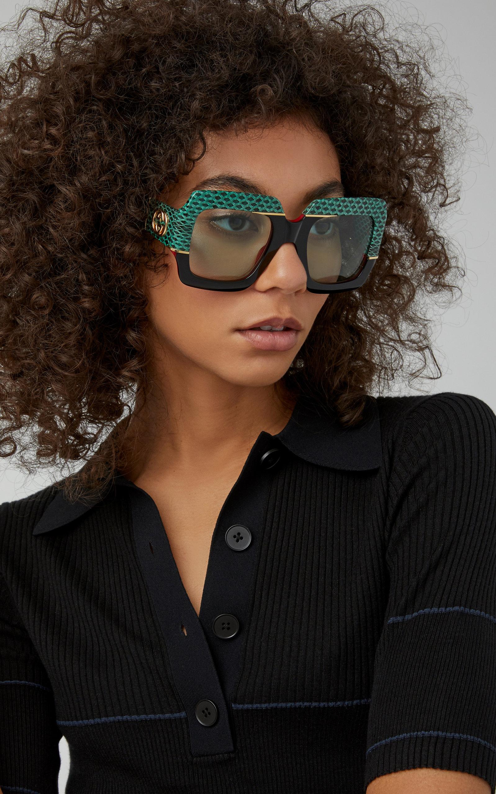  laureles/Square Snakeskin Pattern Rectangle Sunglasses Men Women  Vintage Fluorescent Green Shade Glasses (Black Red+C7) : Clothing, Shoes &  Jewelry