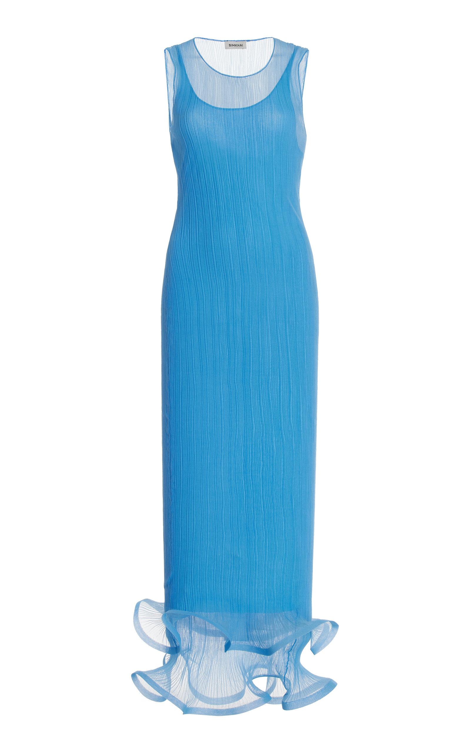 simkhai daniella ruffled midi dress SIMKHAI Daniella Sleeveless Ruffle Midi Dress