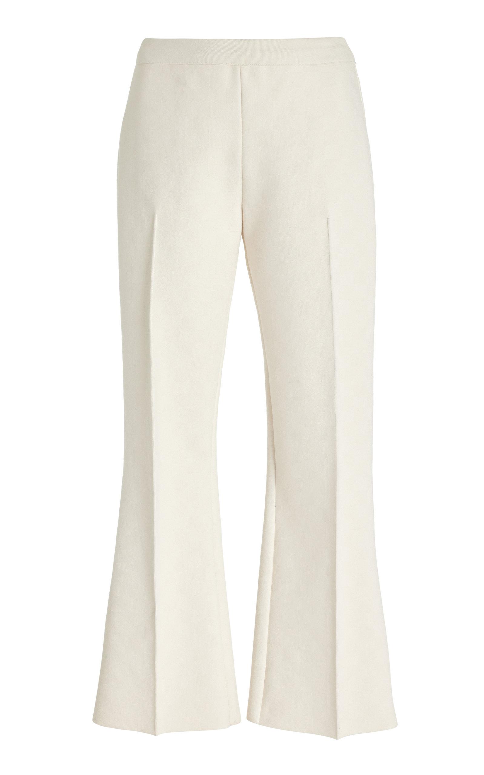 High Sport Kick Stretch cotton Knit Cropped Flared Pants in White Lyst