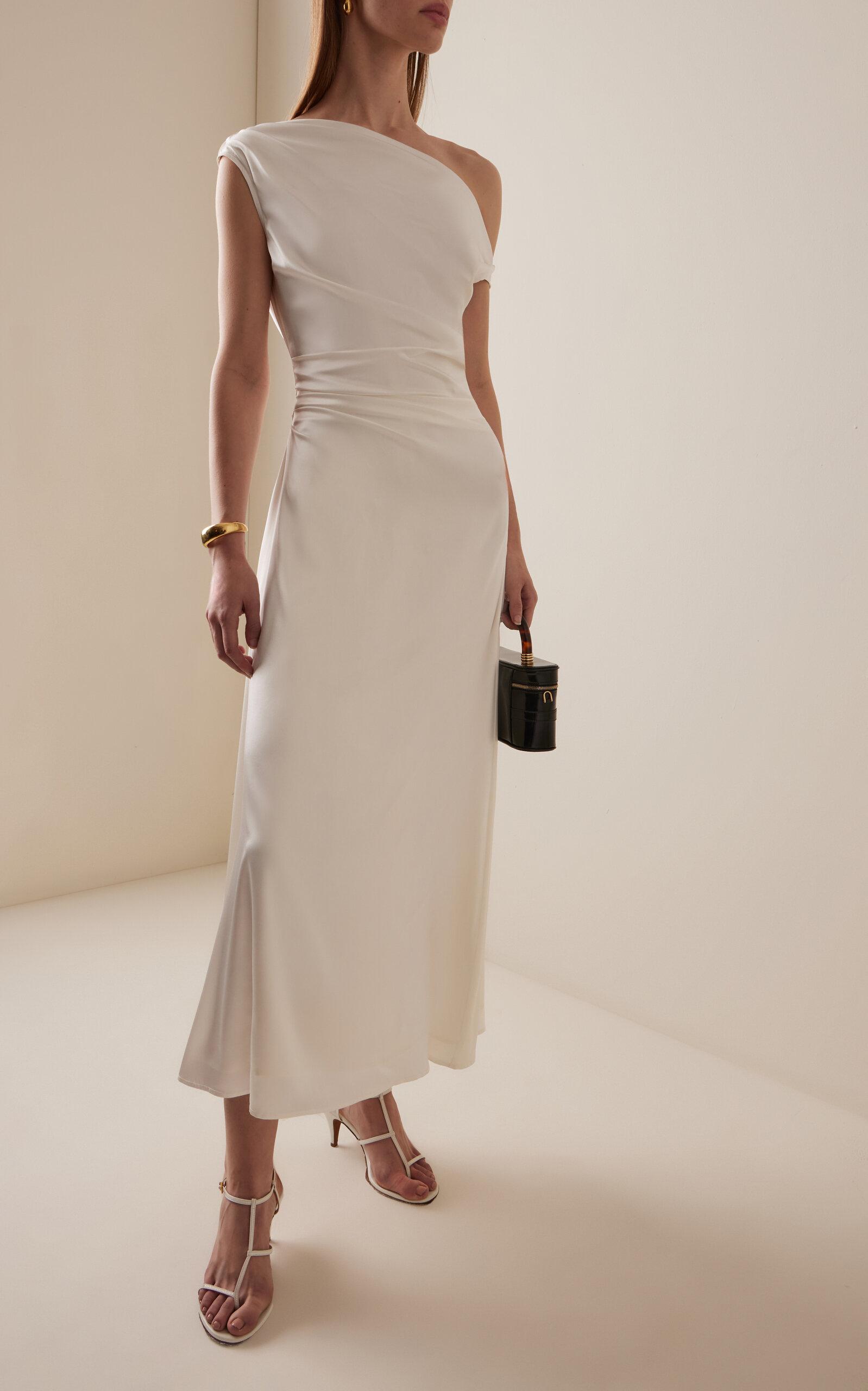 phare silk dress ivory STAUD Women's White Phare Silk Blend Dress
