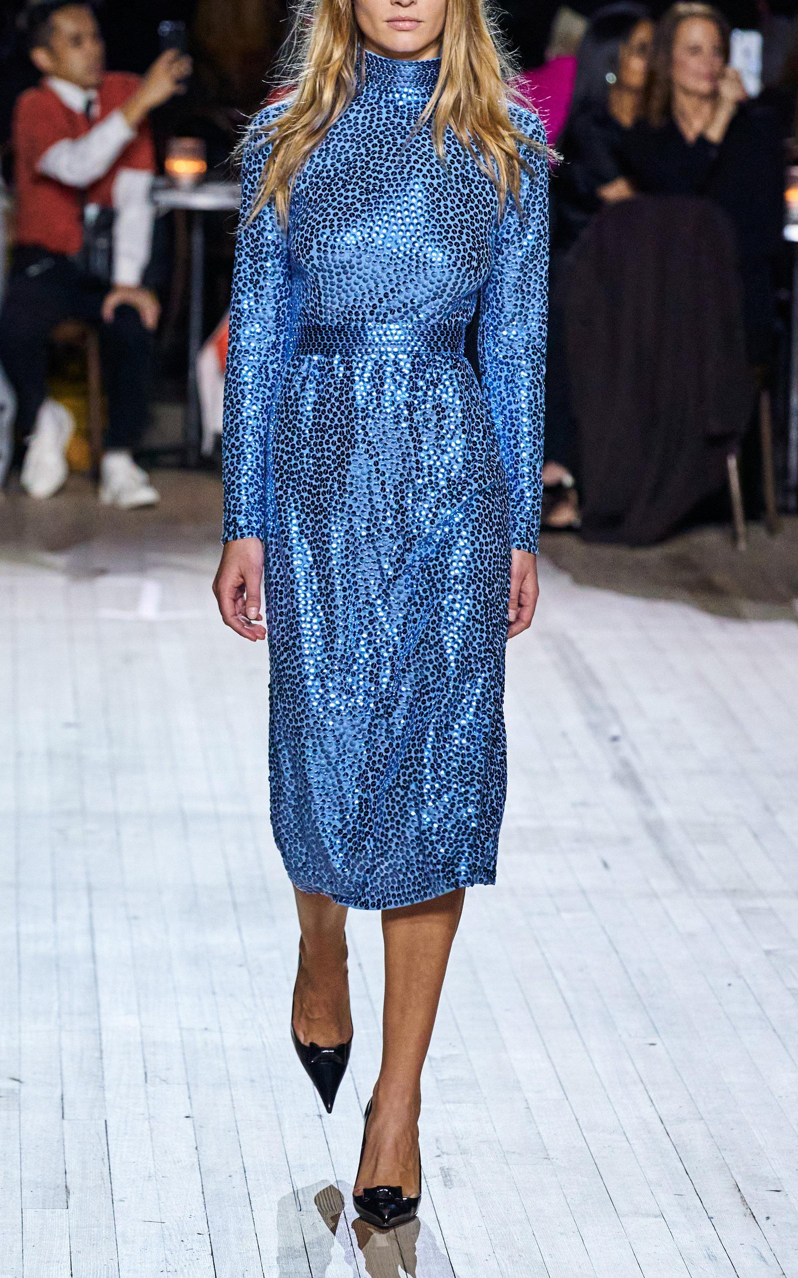 Marc Jacobs Sequined Jersey Turtleneck Dress in Blue | Lyst