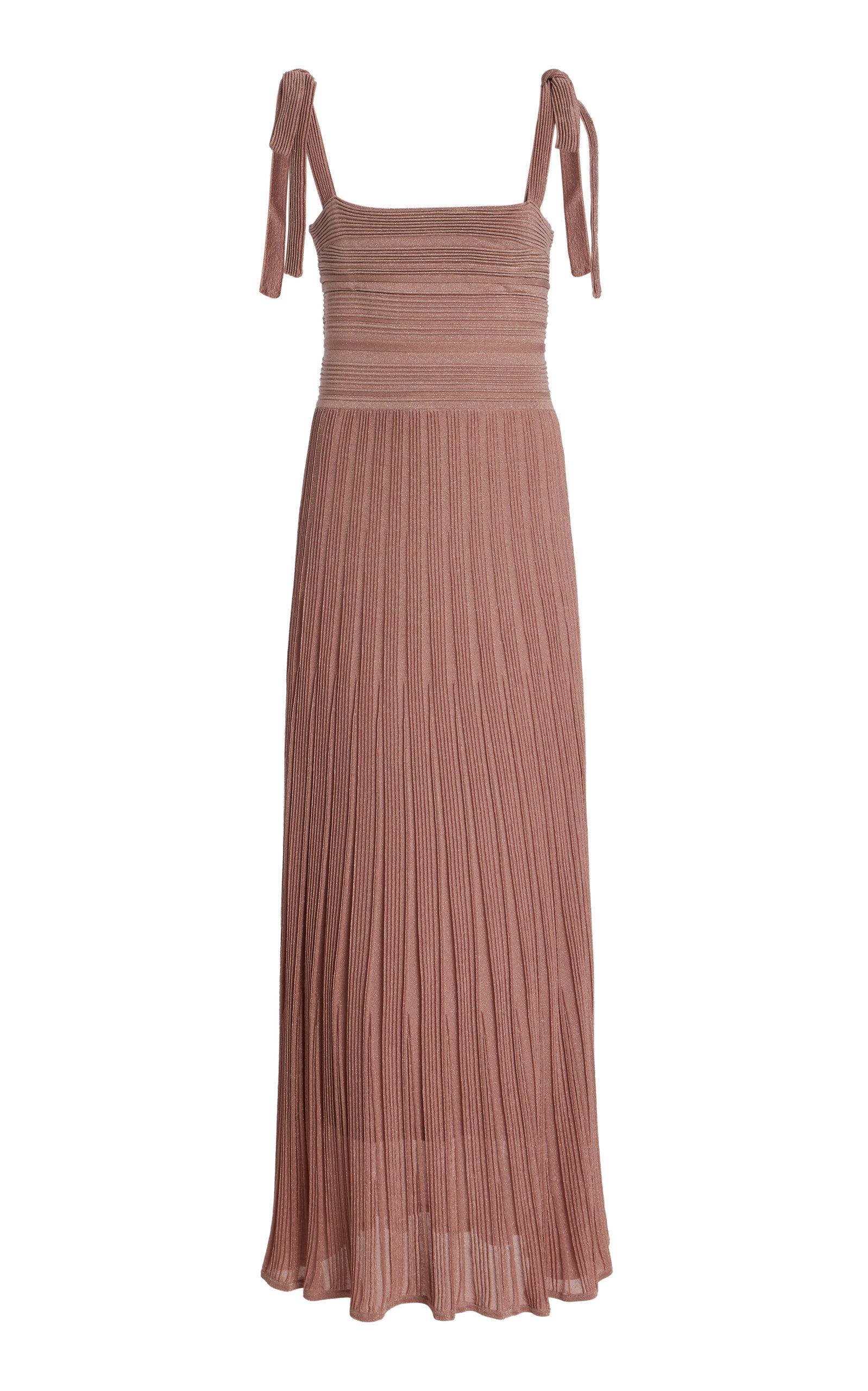 【Zimmermann】Lucky knitted maxi dress Zimmermann Lucky Metallic-Knit Maxi Dress in Brown | Lyst