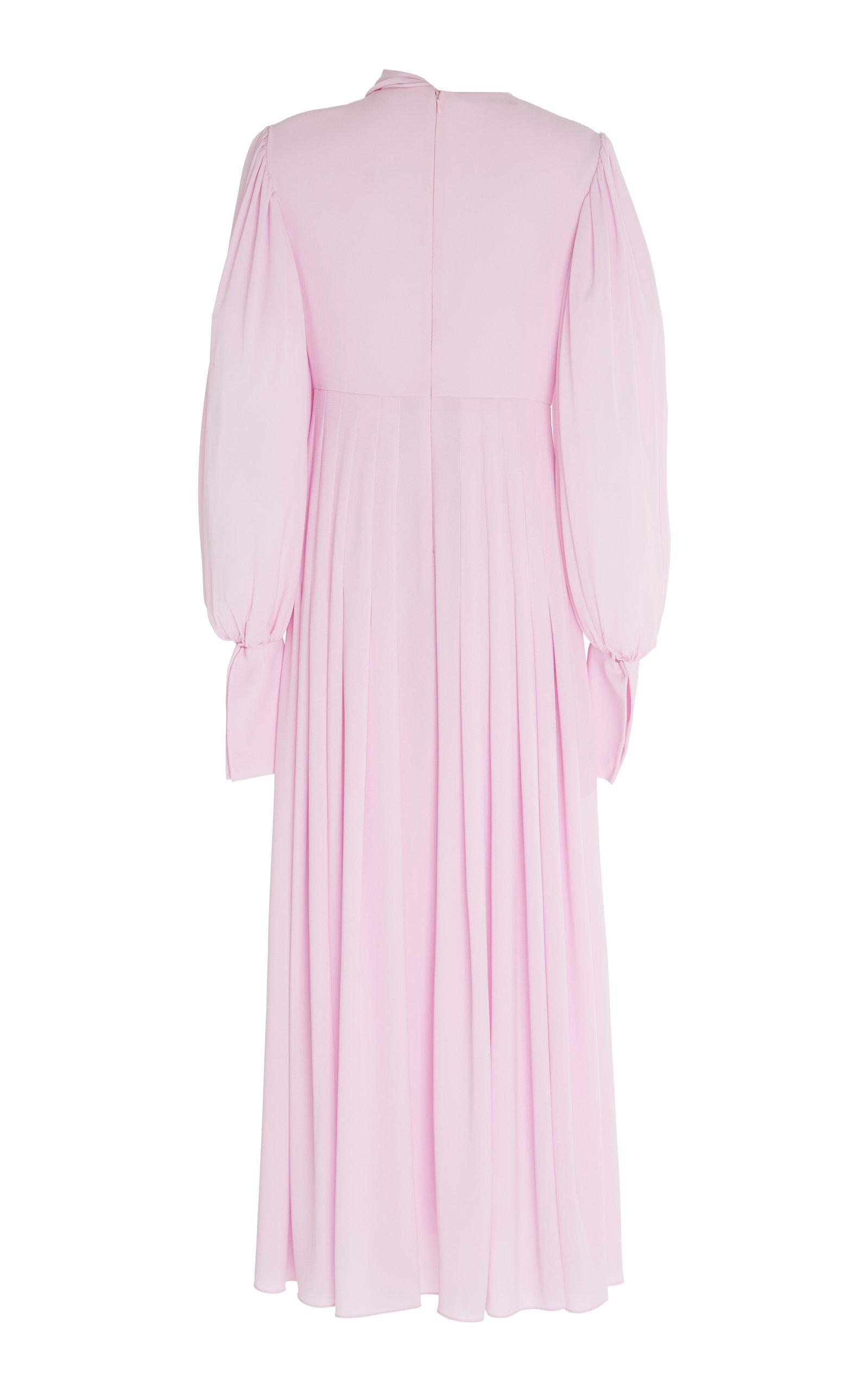 Emilia Wickstead Synthetic Roselle Long-sleeve Crepe Dress in Pink - Lyst