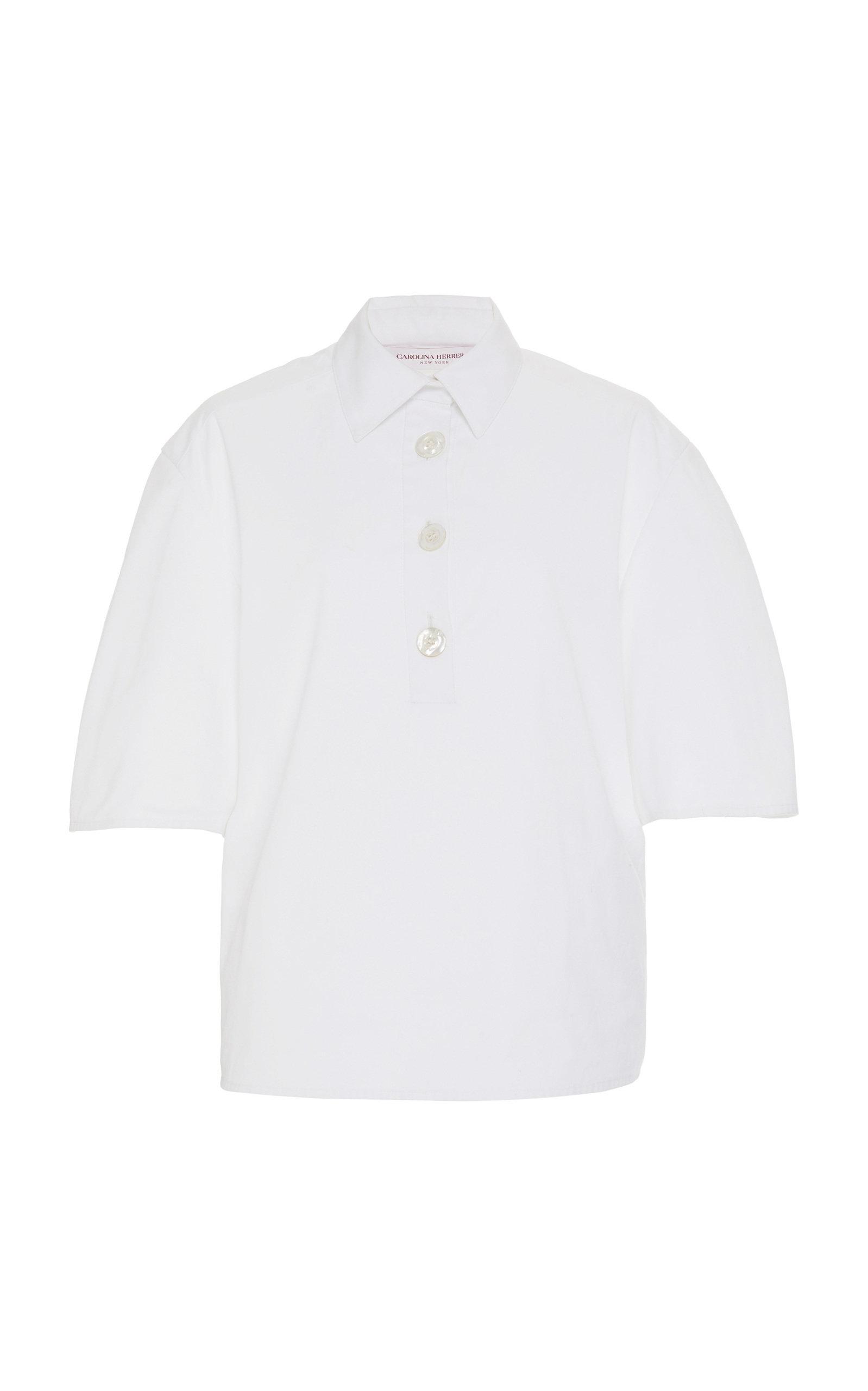 Carolina Herrera Cotton Polo Shirt in White - Lyst